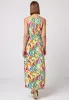 Halterneck Keyhole Maxi Dress In Tropical Papaya Print by Angeleye sold by Goddiva