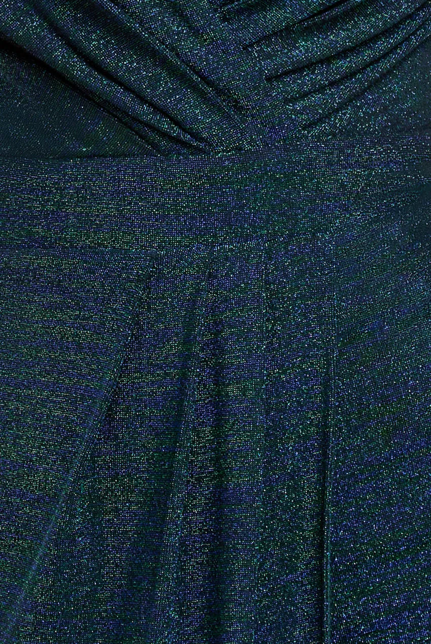 Front Wrap Lurex Bodycon Maxi Dress - Emerald Green by Goddiva sold by Goddiva product image thumbnail 4