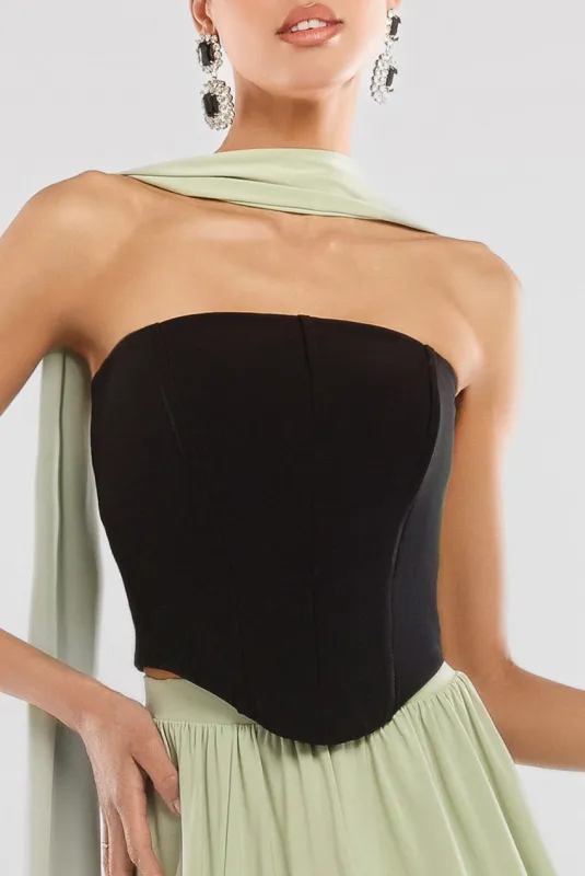 Compact Crepe Lace Up Corset by Goddiva sold by Goddiva