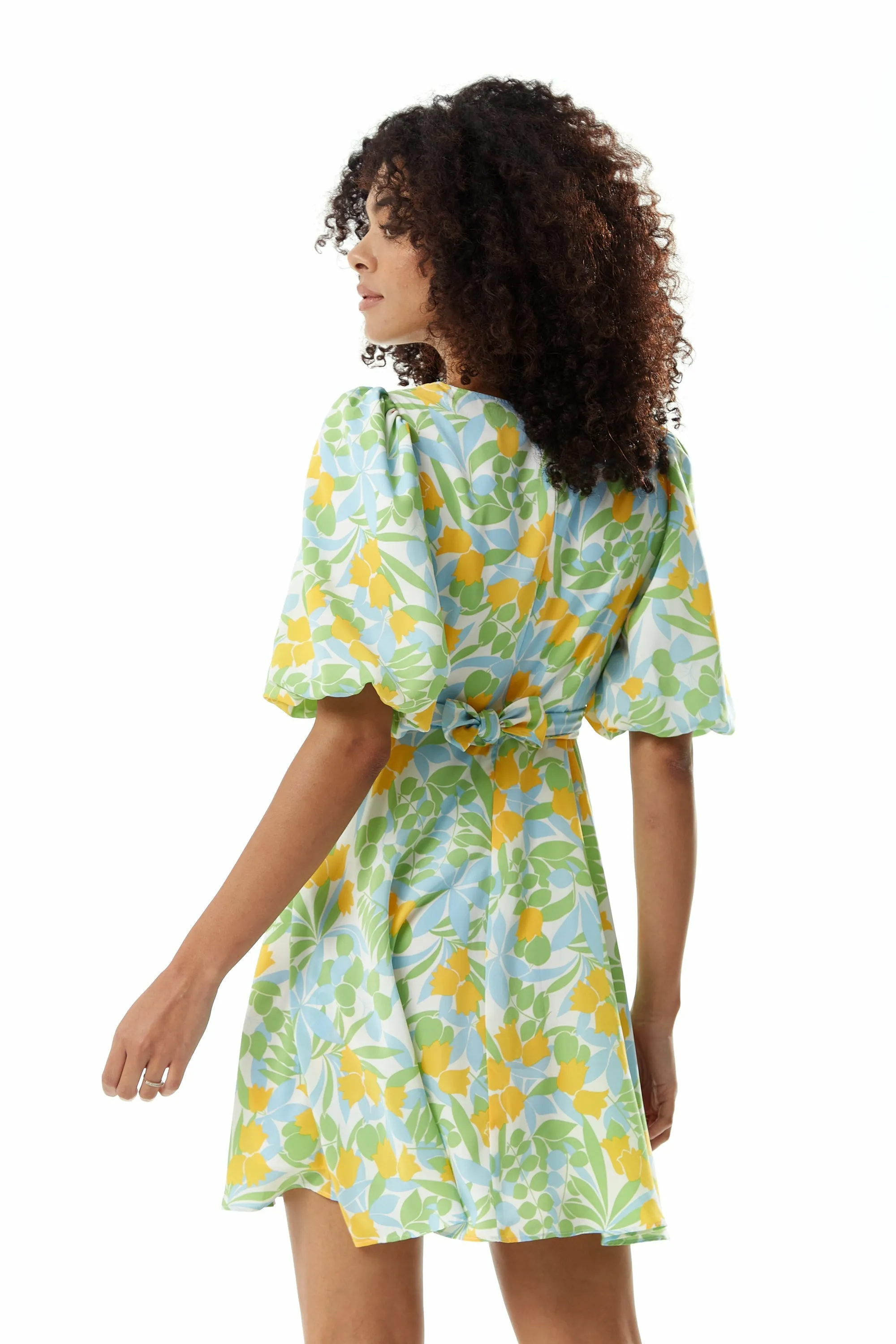 Yellow Floral Summer Dress With Tie Waist by Liquorish sold by Goddiva product image thumbnail 4