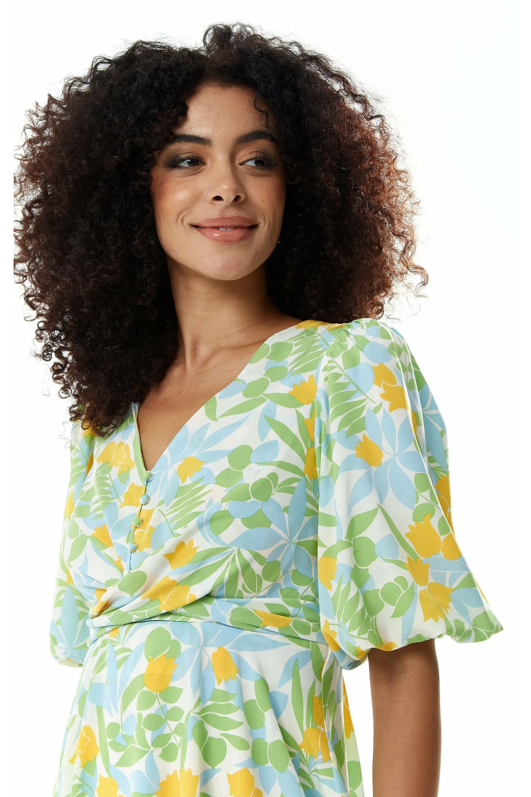 Yellow Floral Summer Dress With Tie Waist by Liquorish sold by Goddiva product image thumbnail 5