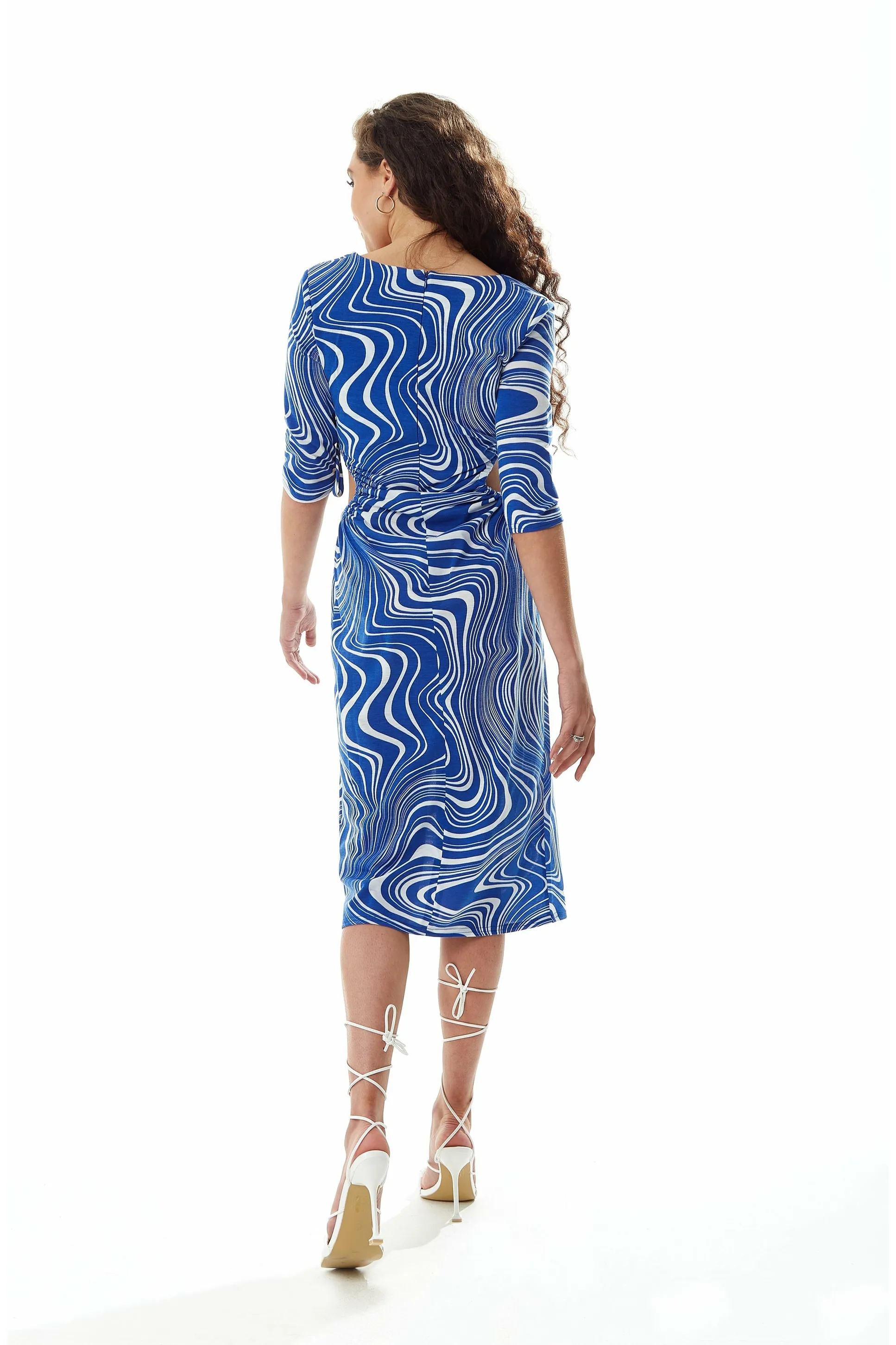Liquorish Marble Print Jersey Midi Dress With Cutout Details sold by Goddiva product image thumbnail 4
