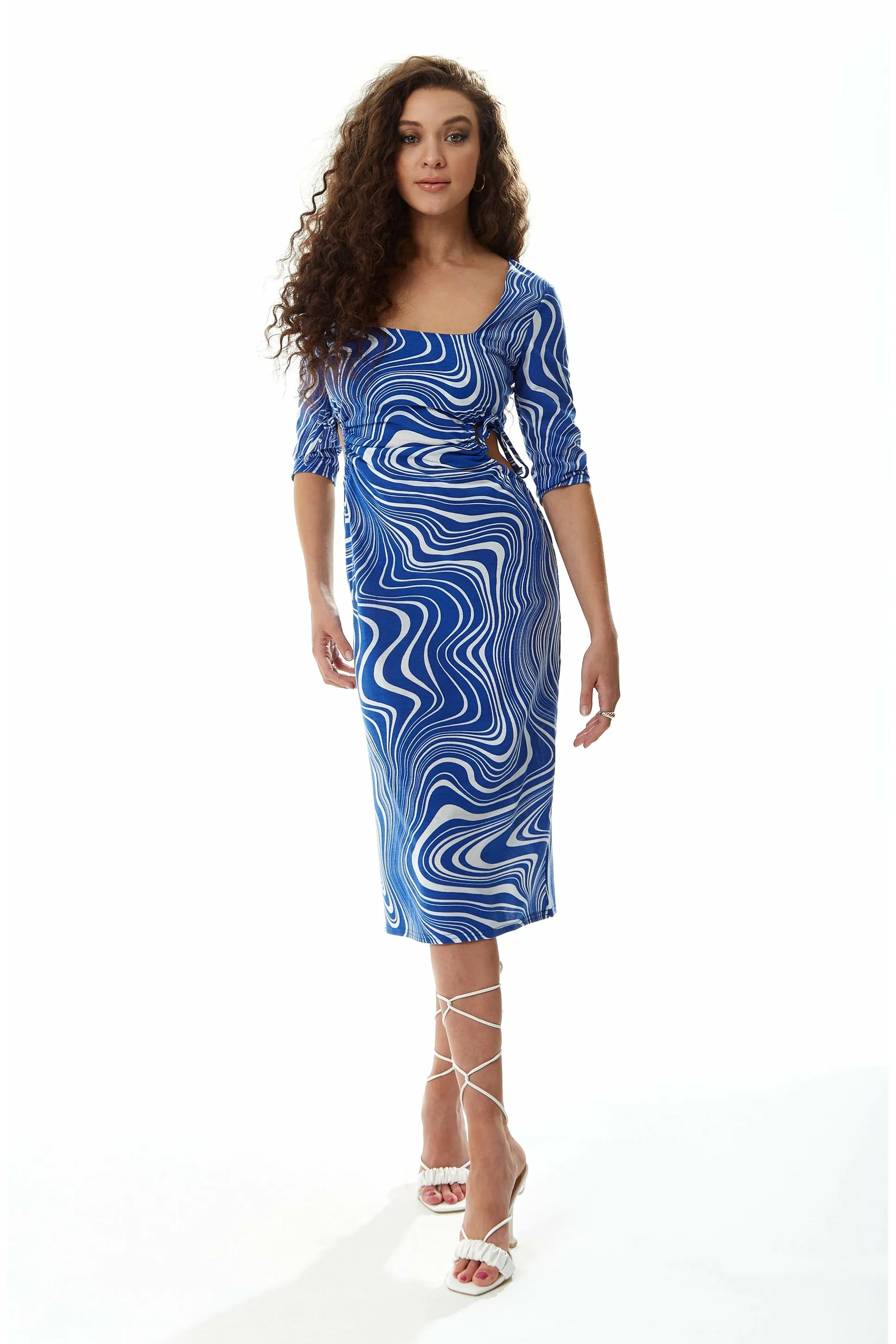 Liquorish Marble Print Jersey Midi Dress With Cutout Details sold by Goddiva product image thumbnail 2