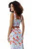 Tie Front Floral Print Crop Top In Blue And Red by Liquorish sold by Goddiva