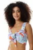 Tie Front Floral Print Crop Top In Blue And Red by Liquorish sold by Goddiva