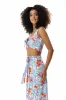 Tie Front Floral Print Crop Top In Blue And Red by Liquorish sold by Goddiva