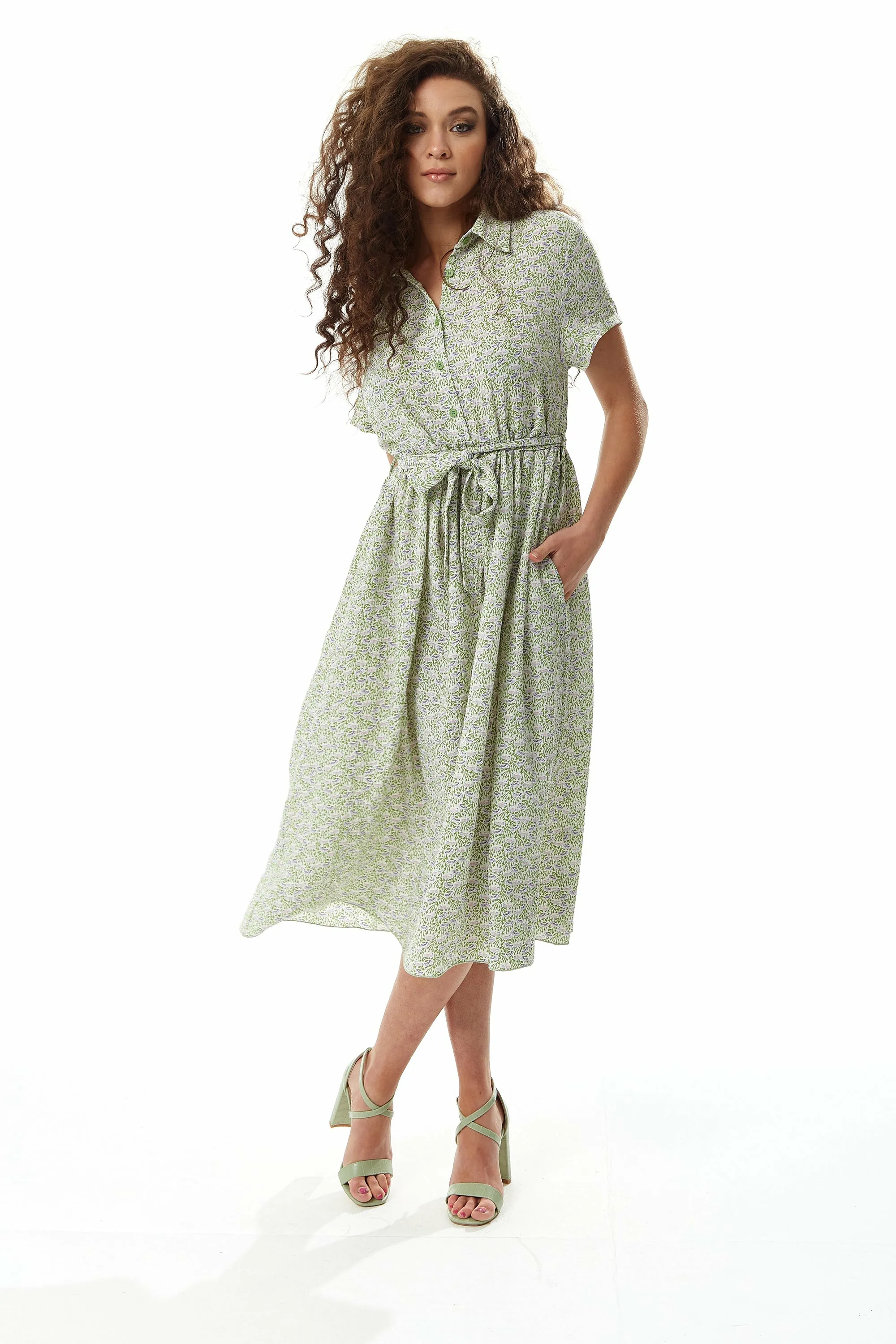 Sage And Purple Floral Midi Dress by Liquorish sold by Goddiva product image thumbnail 2