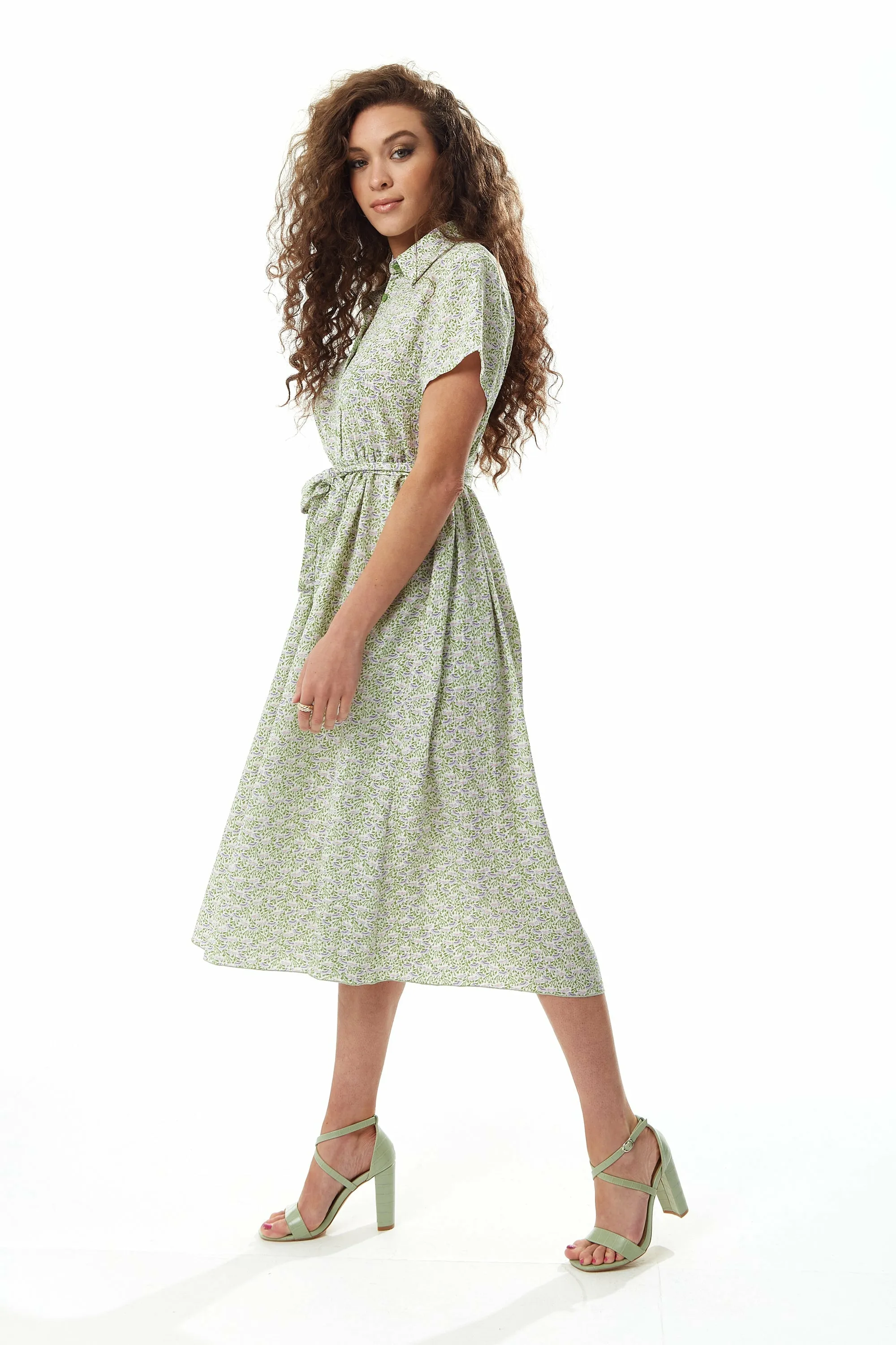 Sage And Purple Floral Midi Dress by Liquorish sold by Goddiva product image thumbnail 3