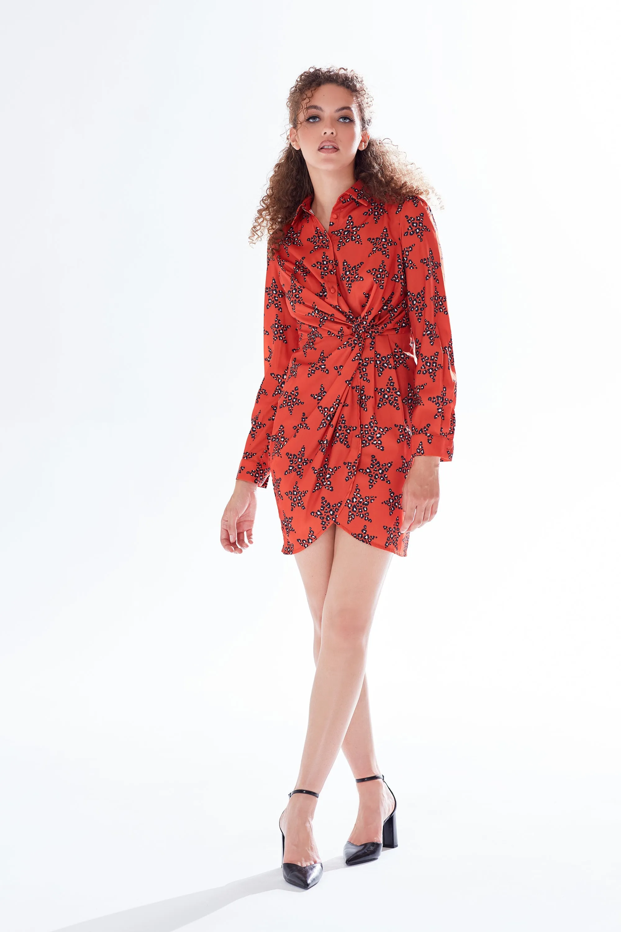 Liquorish Leopard Star Print Mini Dress With Collar sold by Goddiva product image thumbnail 3