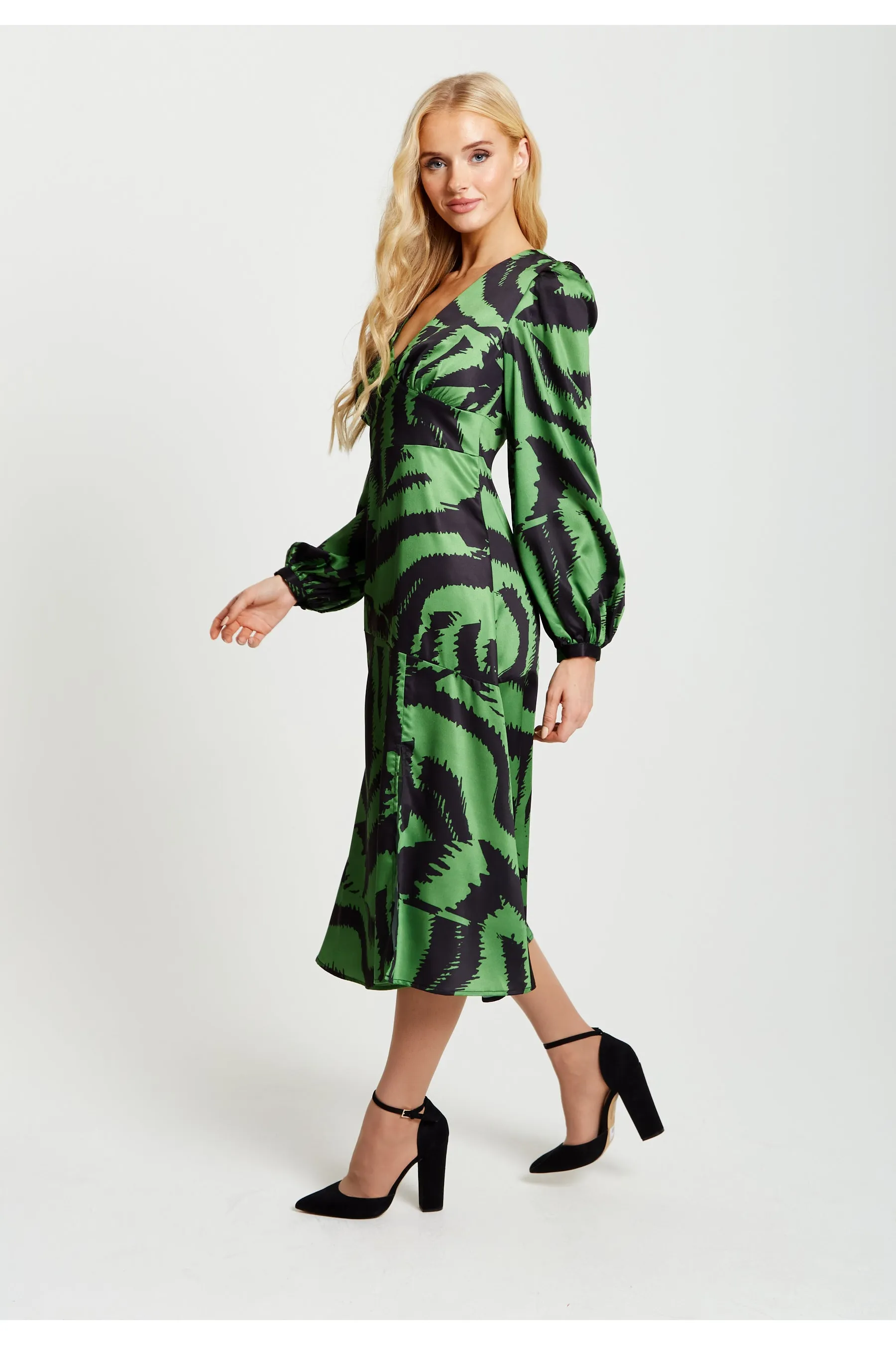 Zebra Print Midi Dress In Green And Black by Liquorish sold by Goddiva product image thumbnail 2