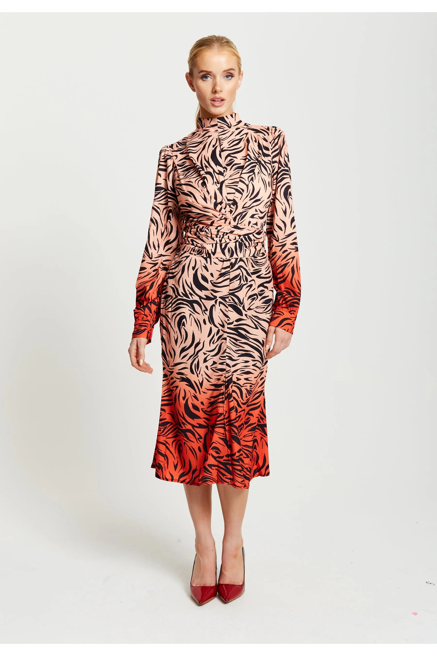 Liquorish Zebra Print Midi Dress With High Neck sold by Goddiva product image thumbnail 3