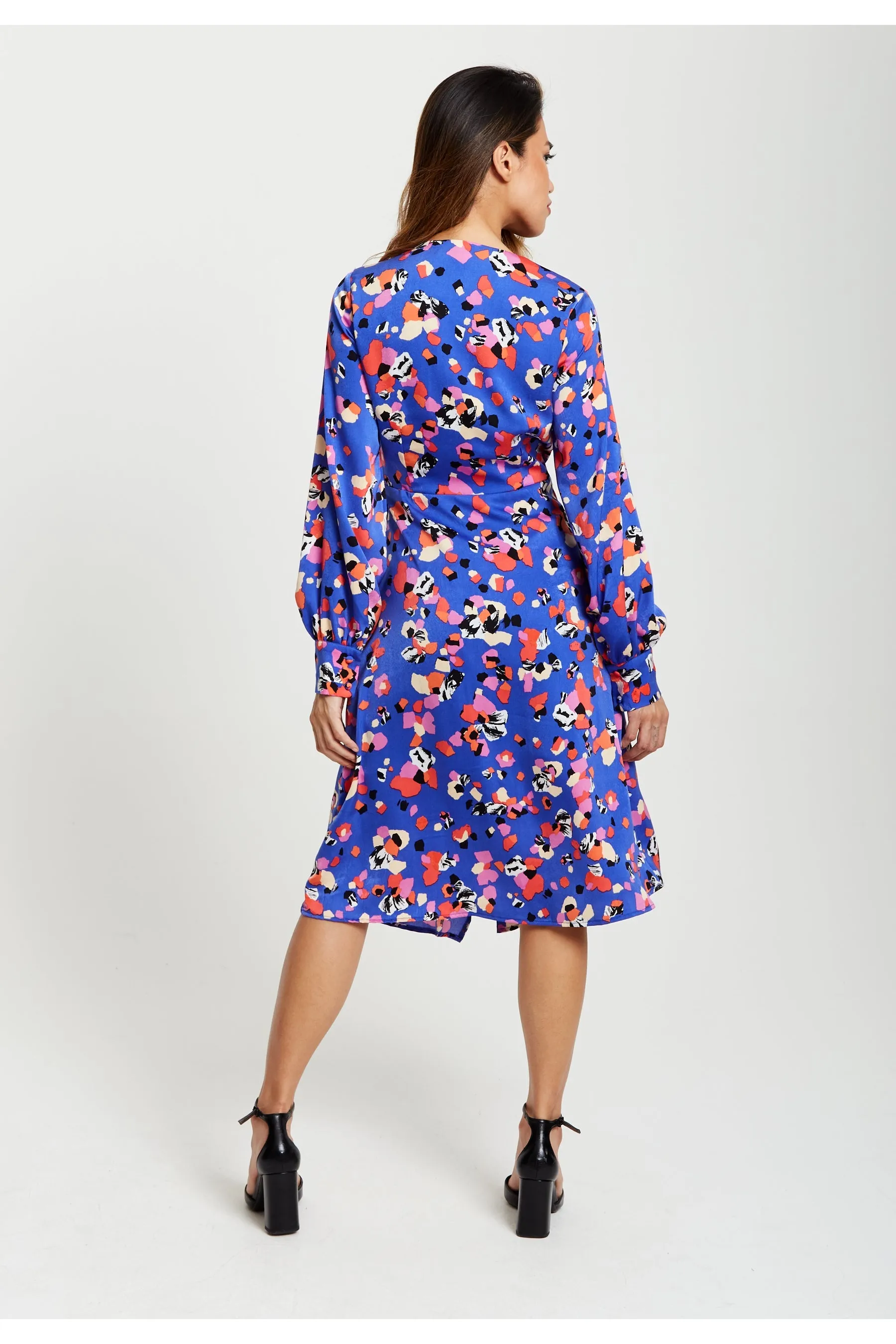 Multicolour Abstract Dot Print Midi Wrap In Blue by Liquorish sold by Goddiva product image thumbnail 4