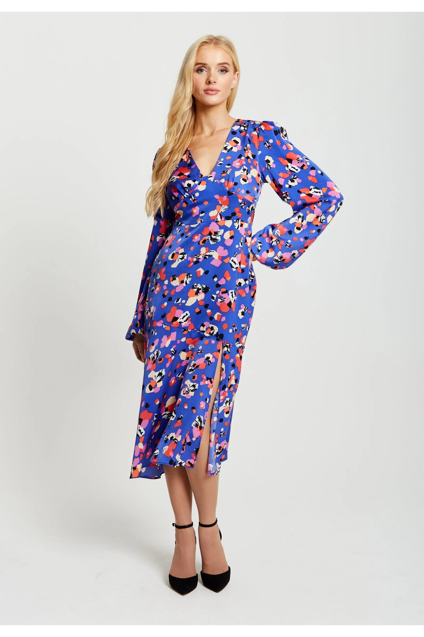 Multicolour Abstract Dot Print Midi Dress by Liquorish sold by Goddiva