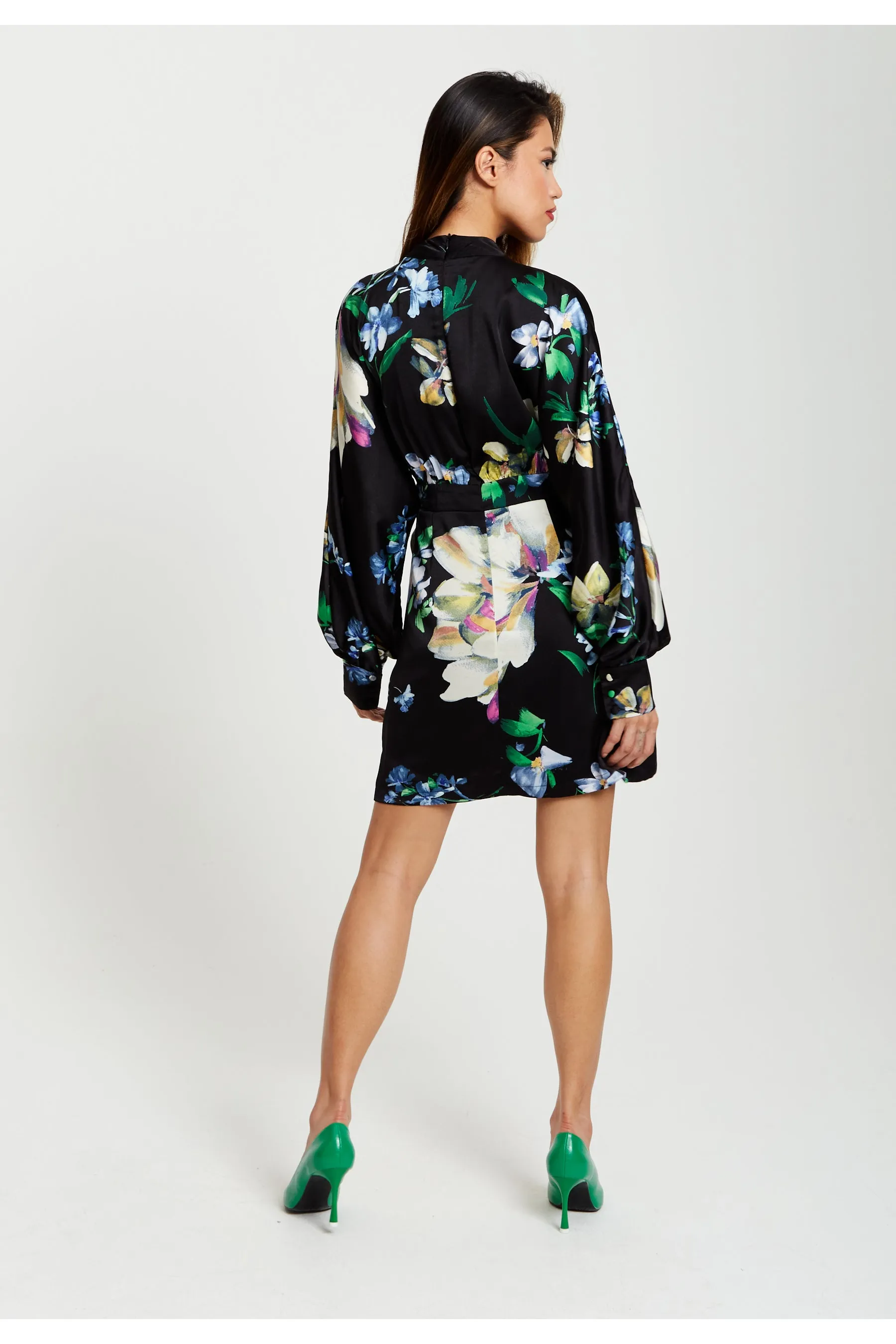 Elegant Floral Print Mini Wrap Dress by Liquorish sold by Goddiva product image thumbnail 4