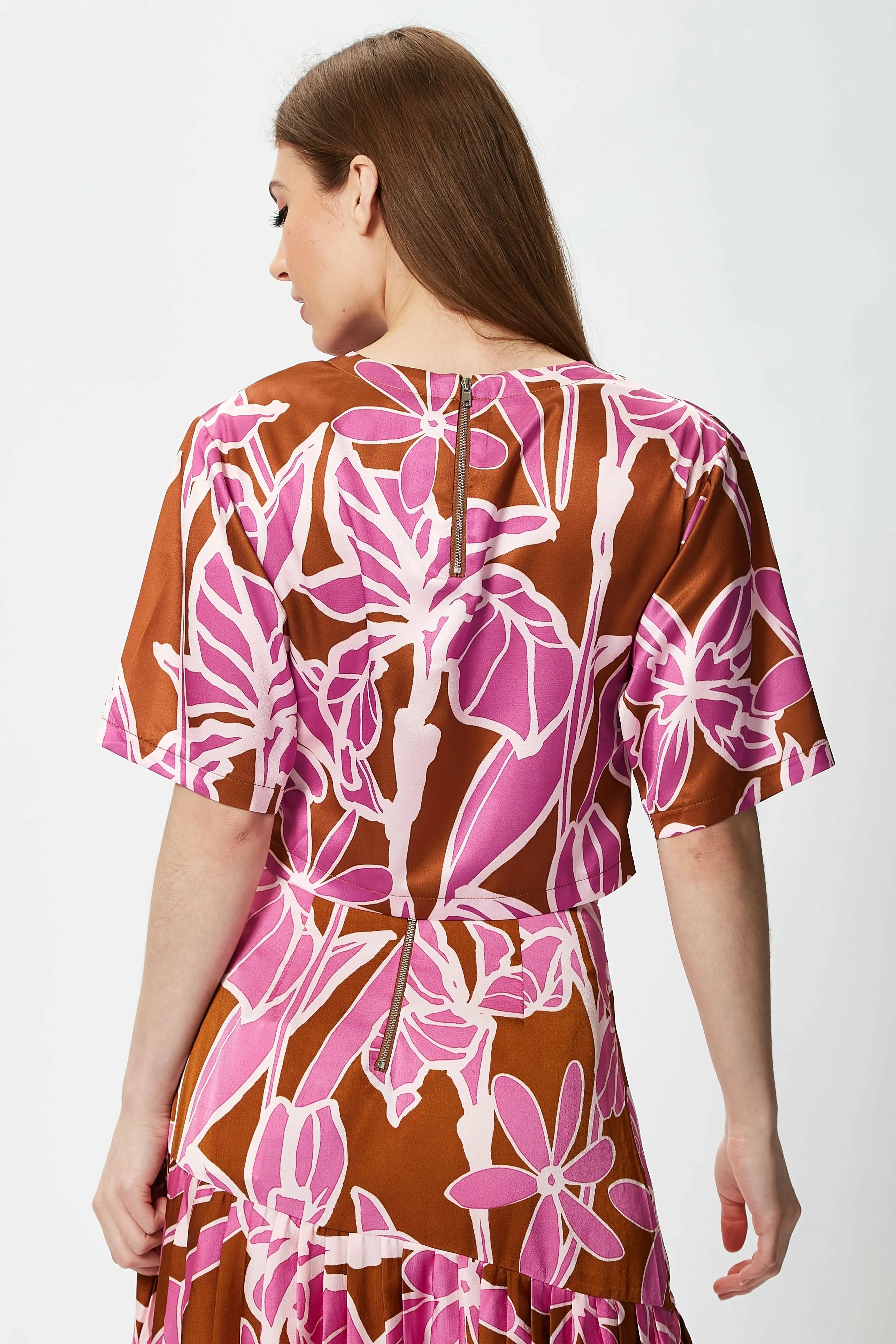 Liquorish Purple Floral Top With Short Sleeves sold by Goddiva product image thumbnail 4