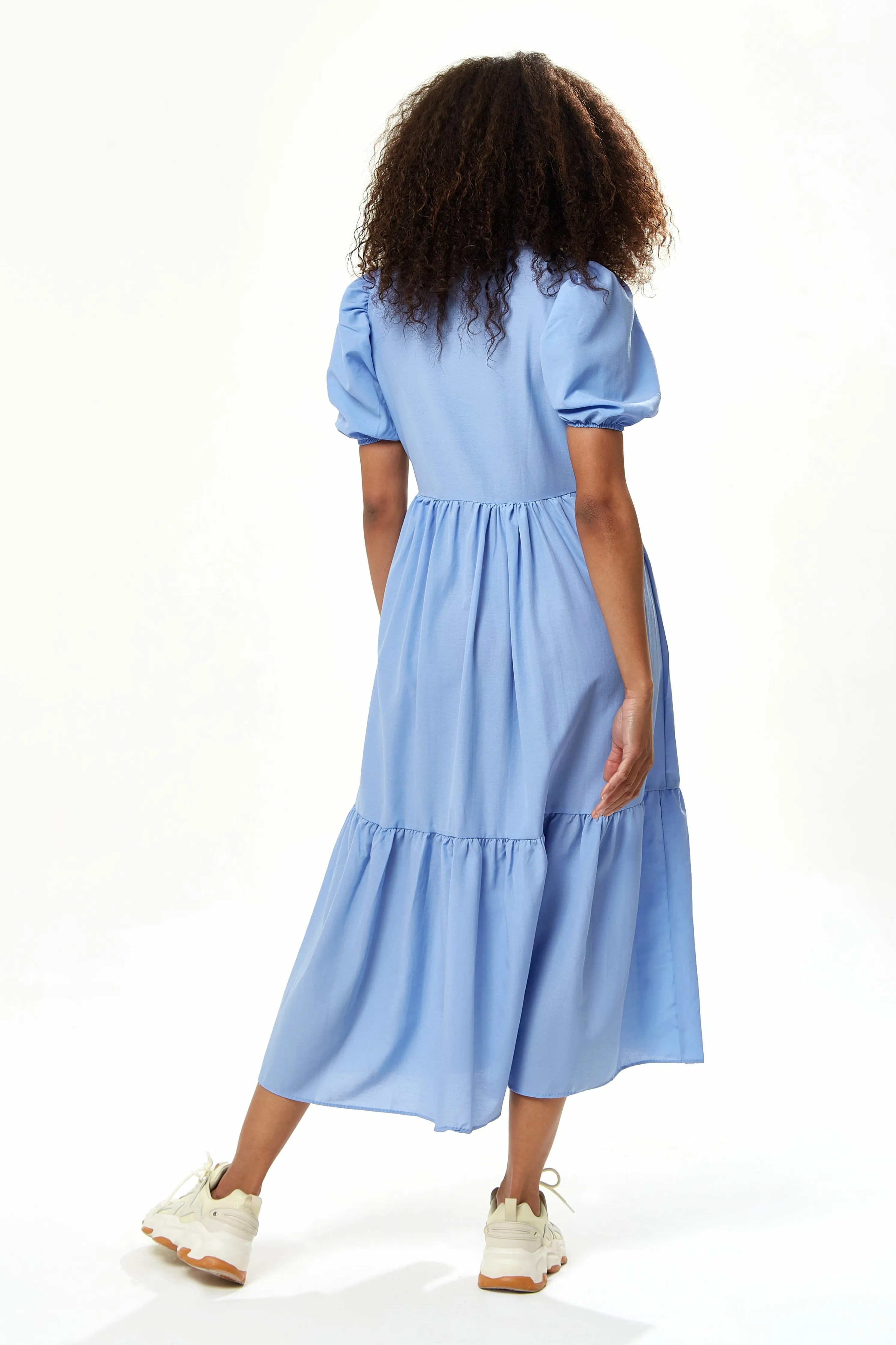 Divine Grace Smock Midi Dress In Blue by Liquorish sold by Goddiva product image thumbnail 3