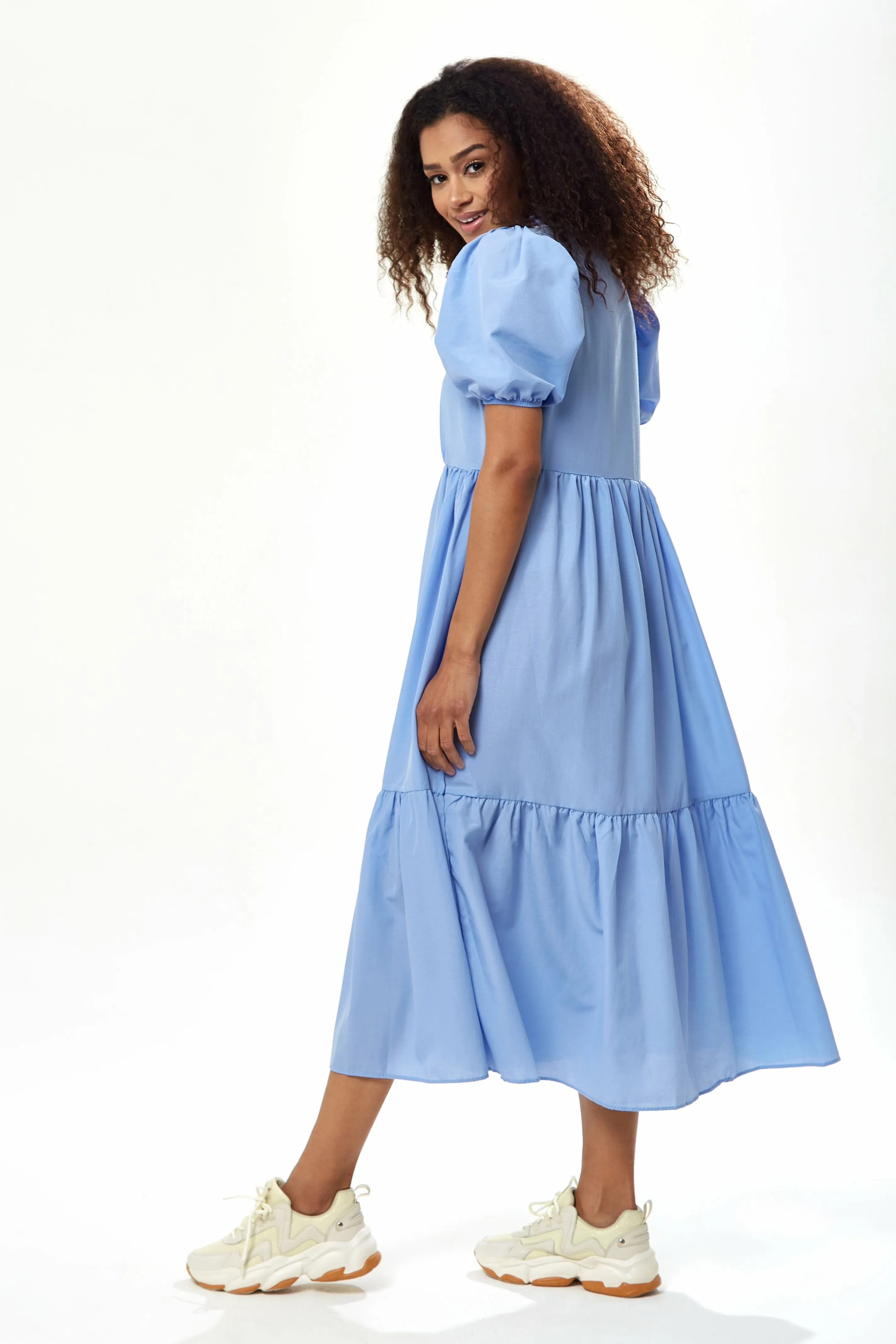 Divine Grace Smock Midi Dress In Blue by Liquorish sold by Goddiva product image thumbnail 2
