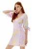 Mini Abstract Brush Stroke Print Dress In Lilac by Liquorish sold by Goddiva
