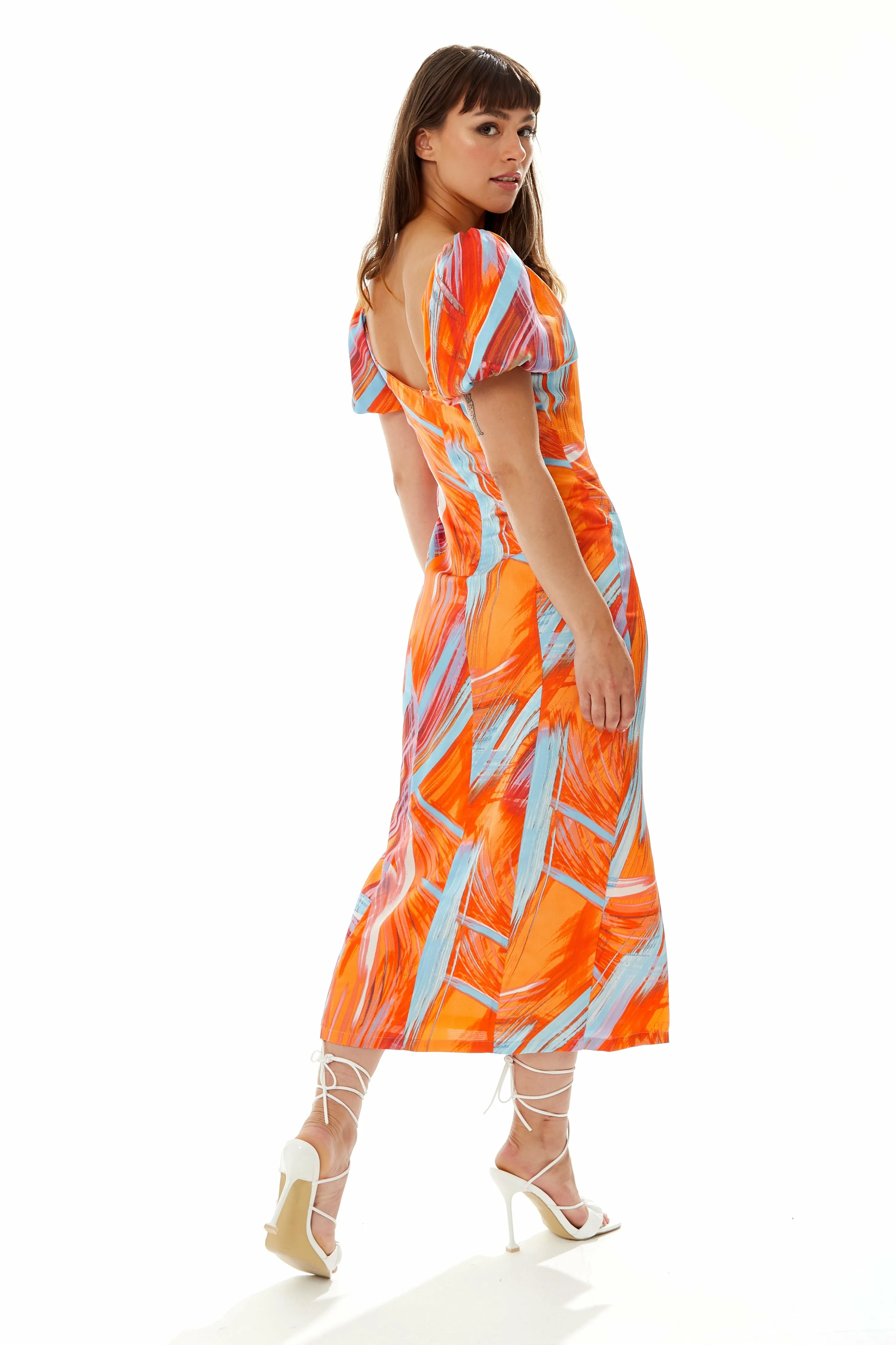 Abstract Print Midi Dress In Orange by Liquorish sold by Goddiva product image thumbnail 4