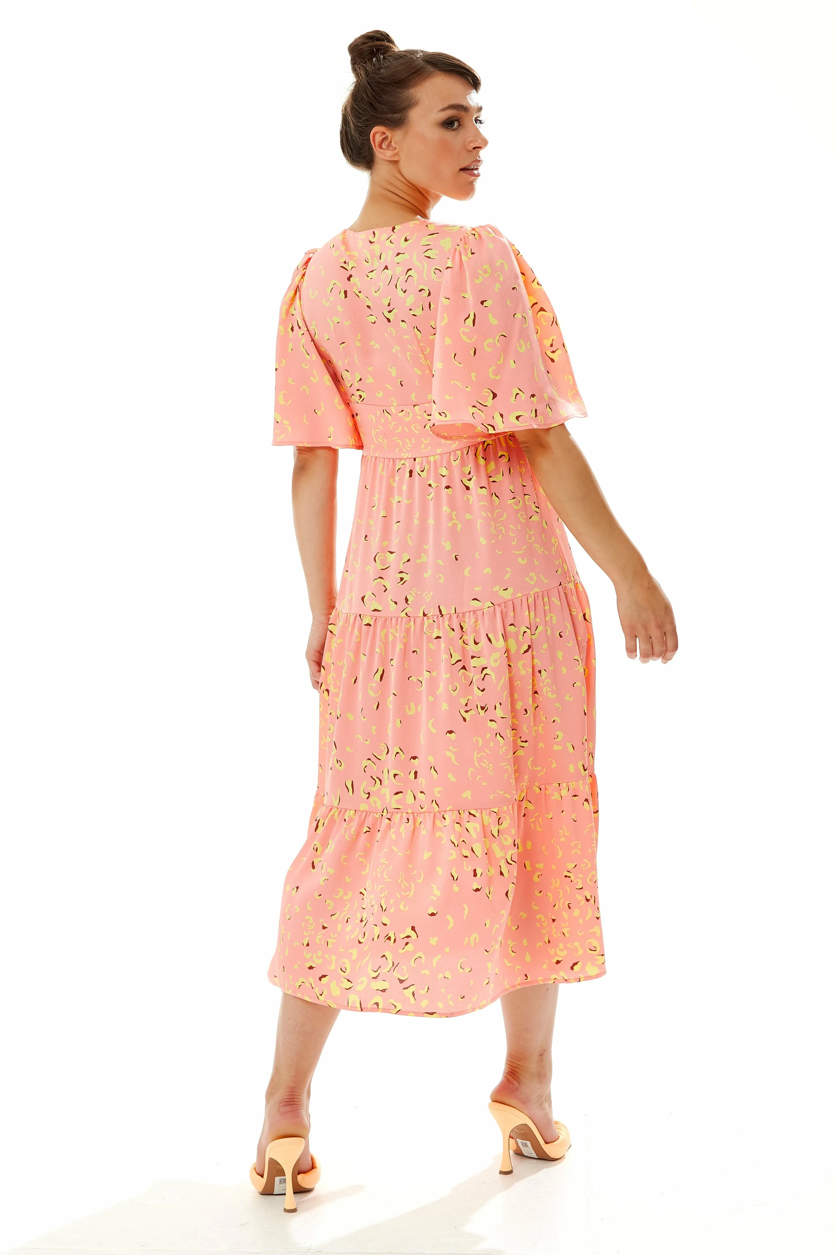 Midi Abstract Animal Print Dress In Peach by Liquorish sold by Goddiva product image thumbnail 4