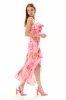 Liquorish Cowl Neck Maxi Floral Print Dress In Pink sold by Goddiva