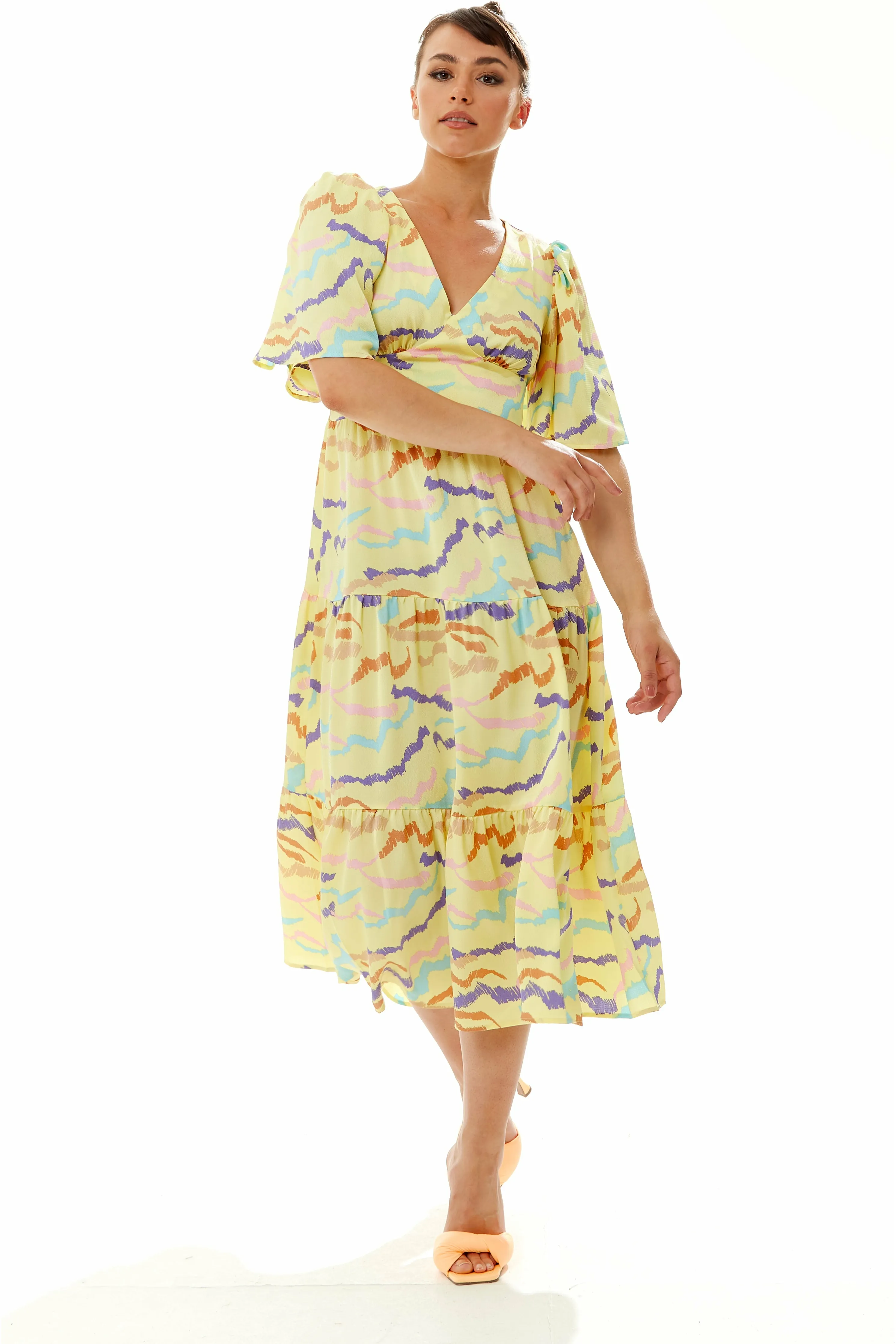 Abstract Zebra Print Kimono Sleeves Midi Dress by Liquorish sold by Goddiva product image thumbnail 2