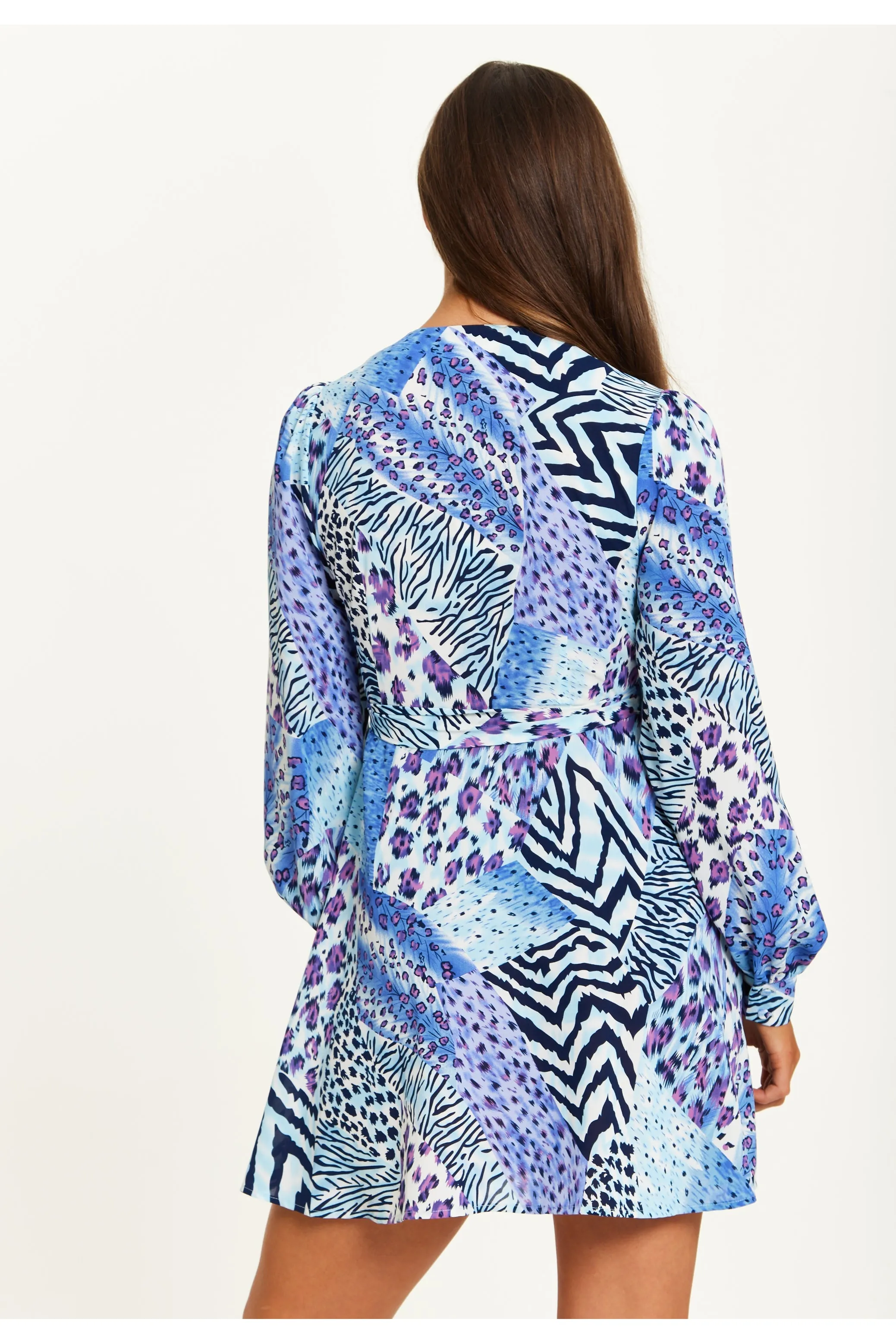 Mixed Animal Print Mini Wrap Dress by Liquorish sold by Goddiva product image thumbnail 4