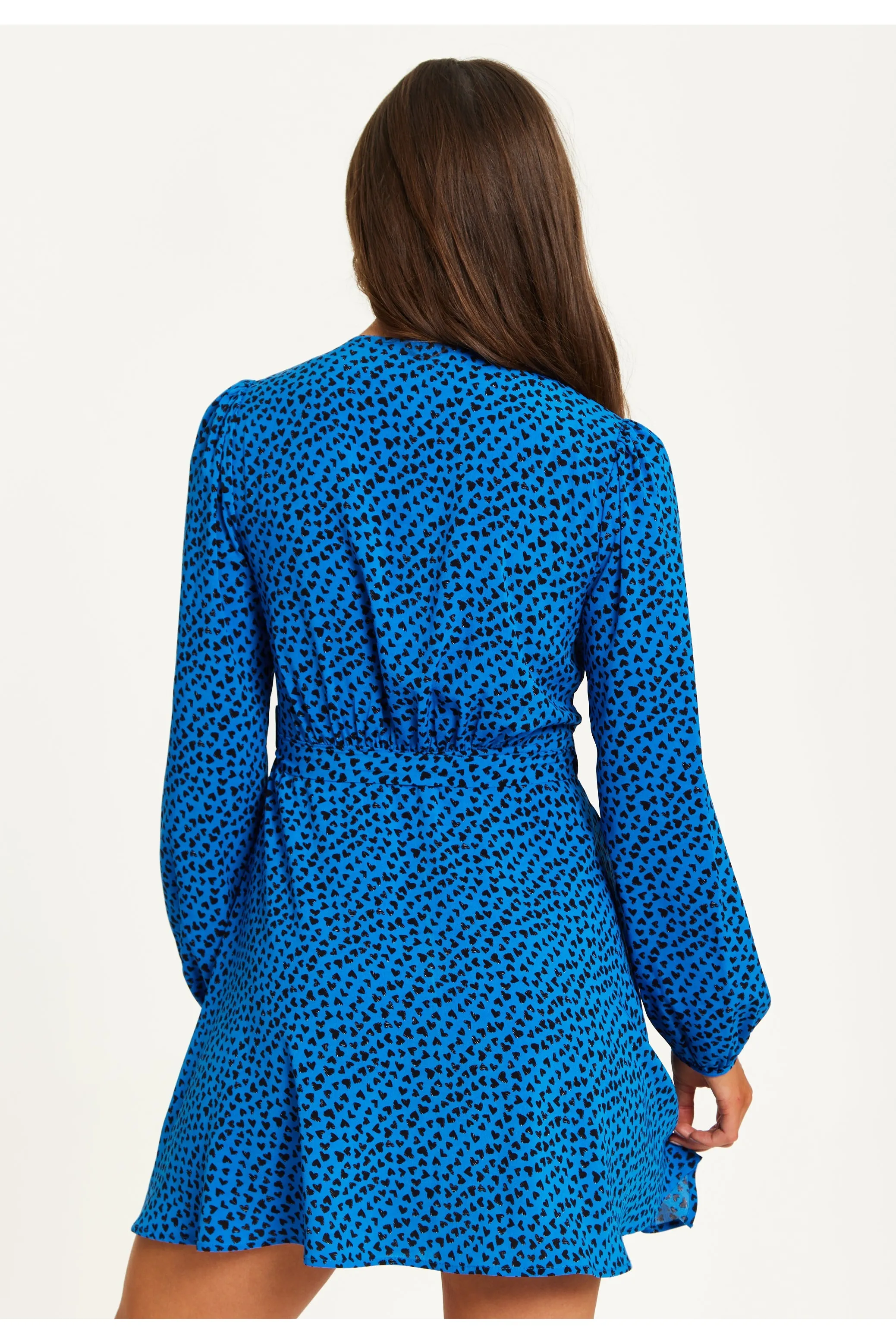 Heart Print Mini Wrap Dress by Liquorish sold by Goddiva product image thumbnail 4