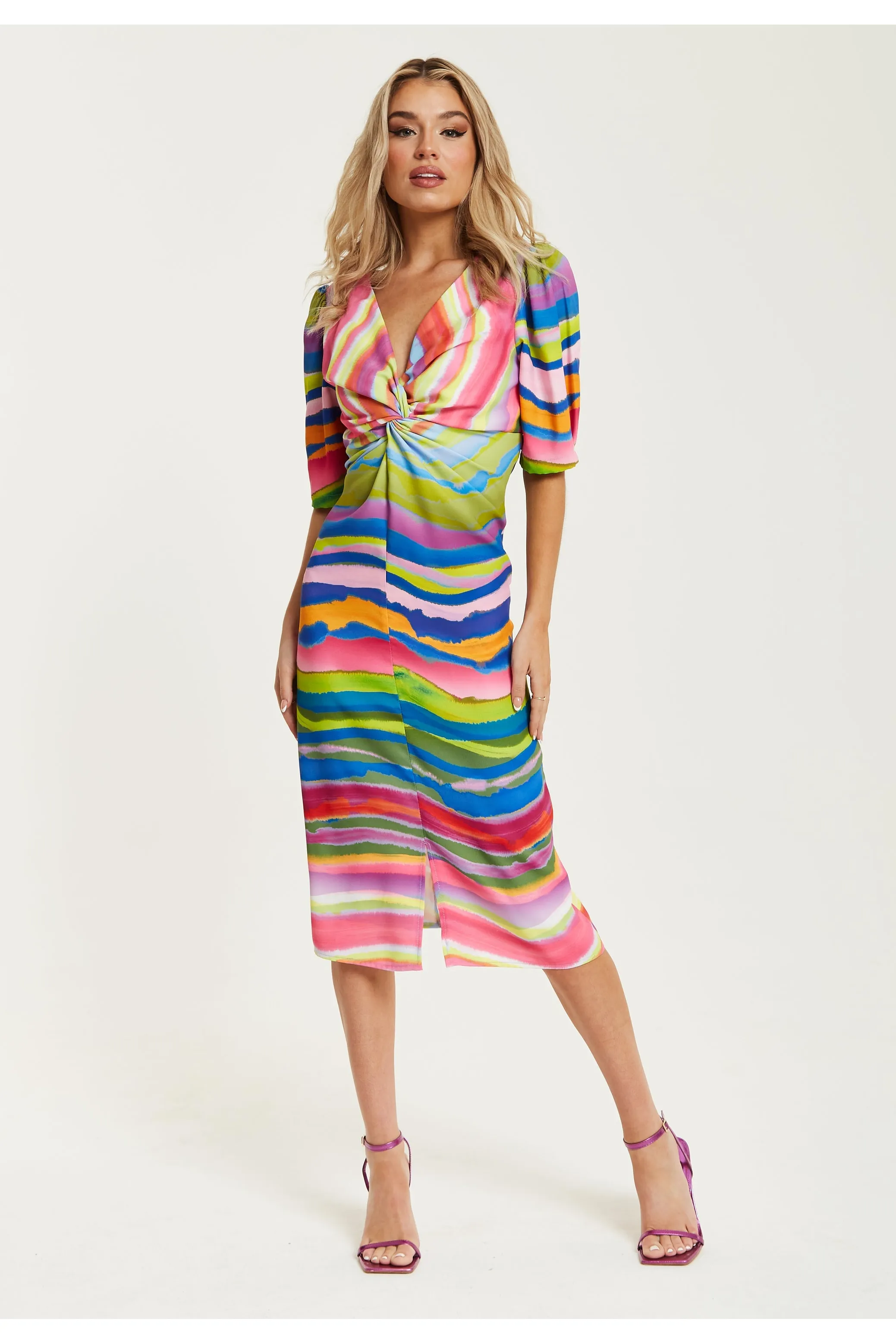 Rainbow Knot Front Midi Dress by Liquorish sold by Goddiva product image thumbnail 2