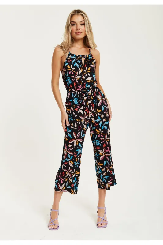 Floral Print Jumpsuit With Straight Legs by Liquorish sold by Goddiva