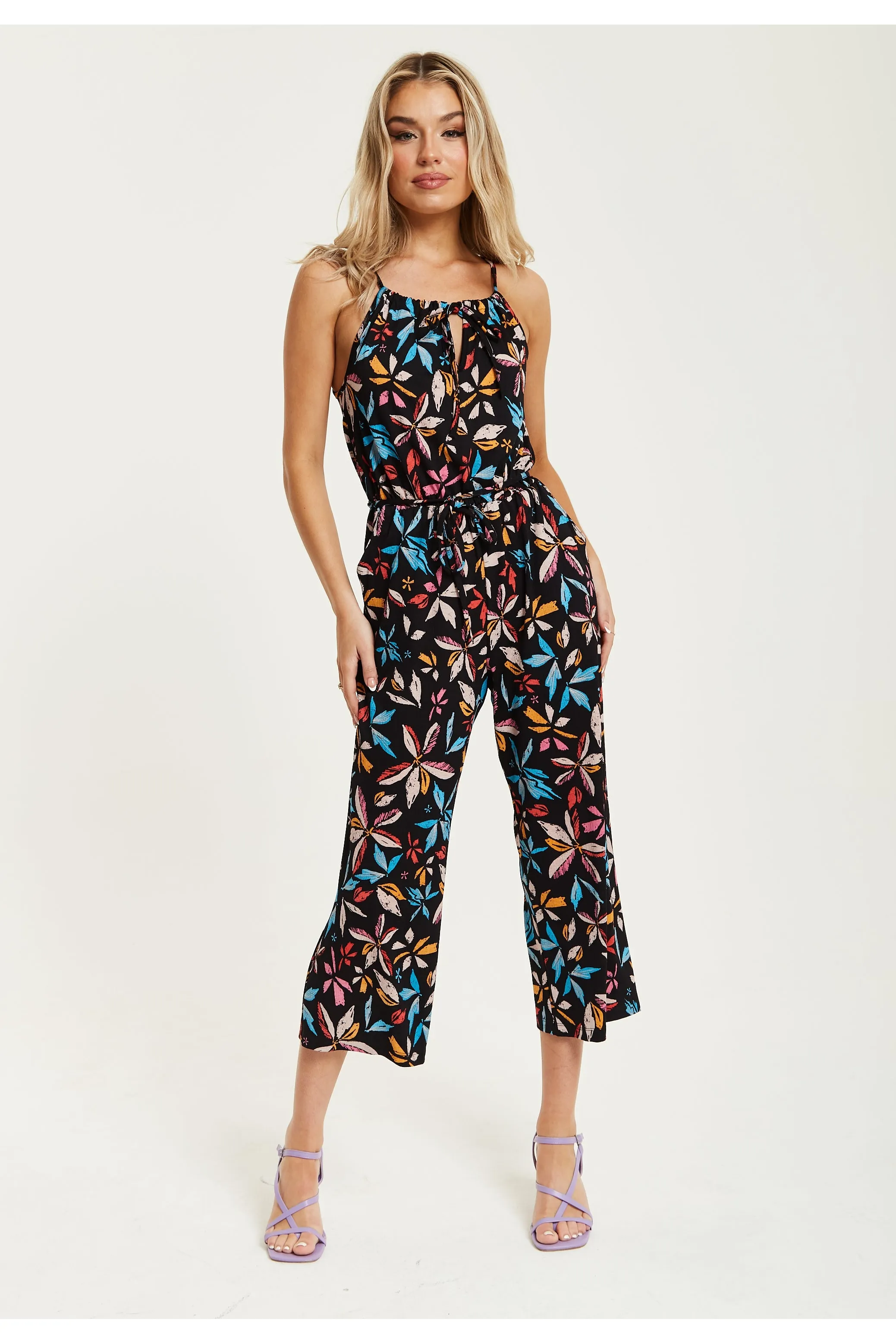 Floral Print Jumpsuit With Straight Legs by Liquorish sold by Goddiva