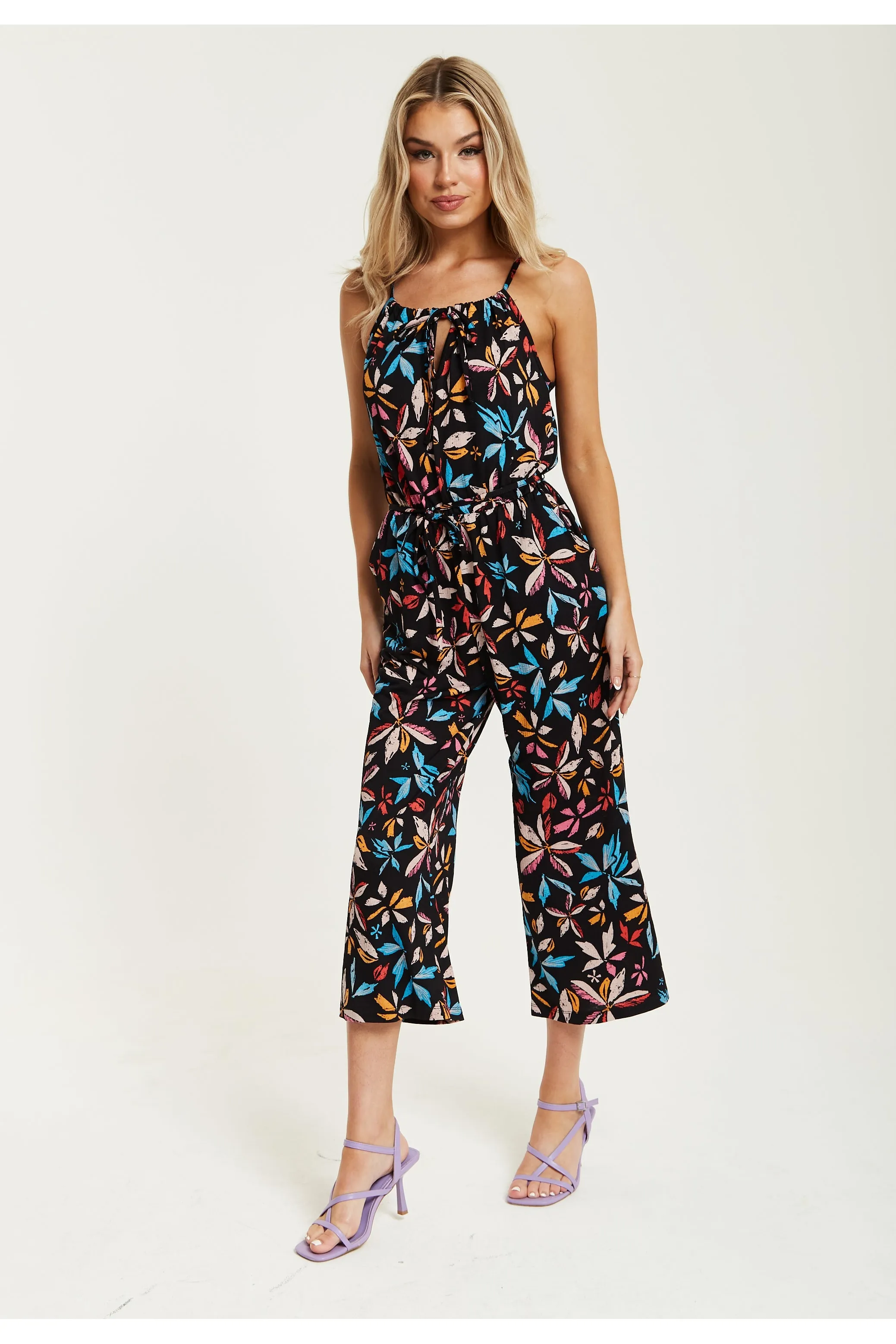 Floral Print Jumpsuit With Straight Legs by Liquorish sold by Goddiva product image thumbnail 2