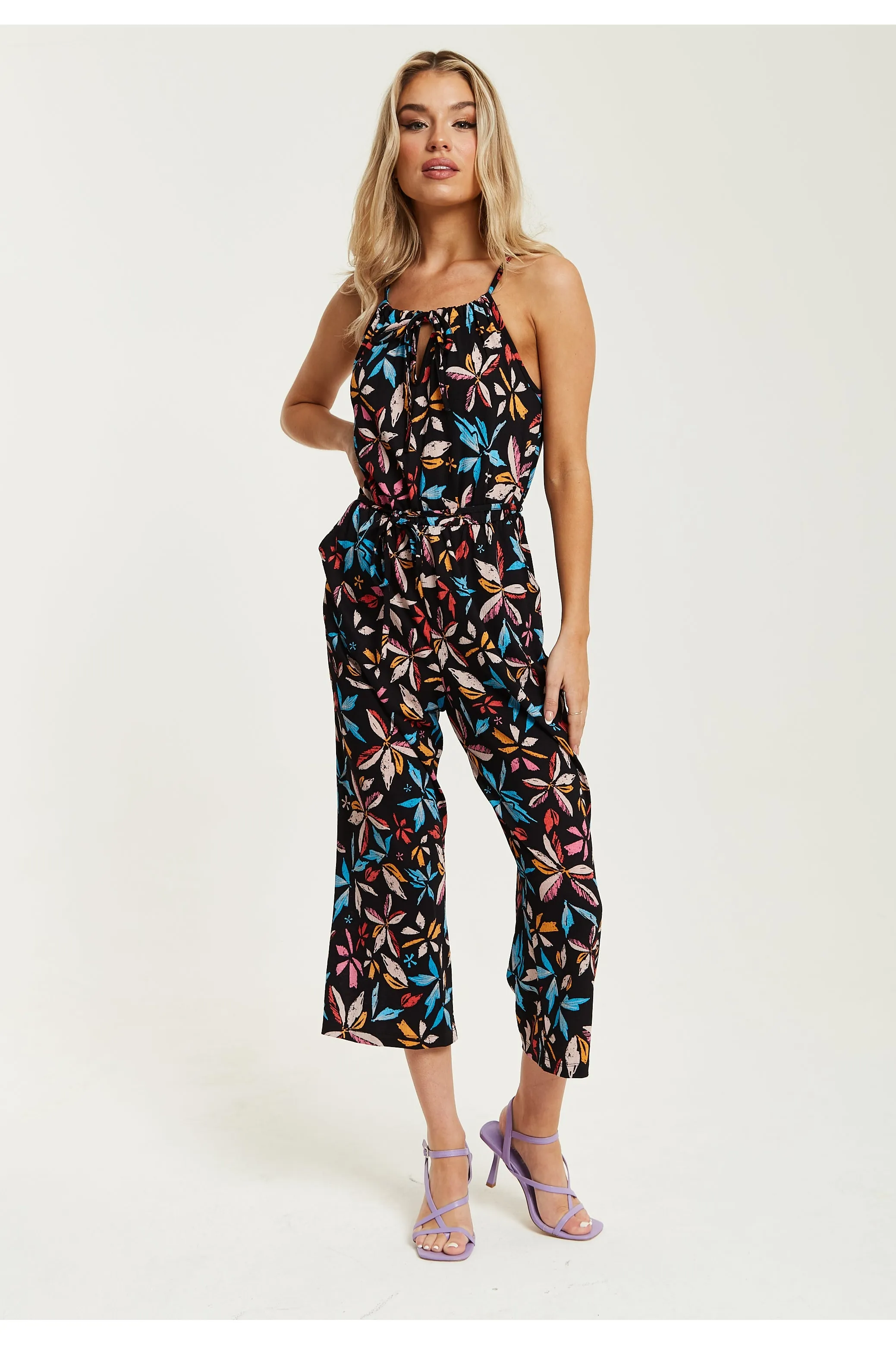 Floral Print Jumpsuit With Straight Legs by Liquorish sold by Goddiva product image thumbnail 3