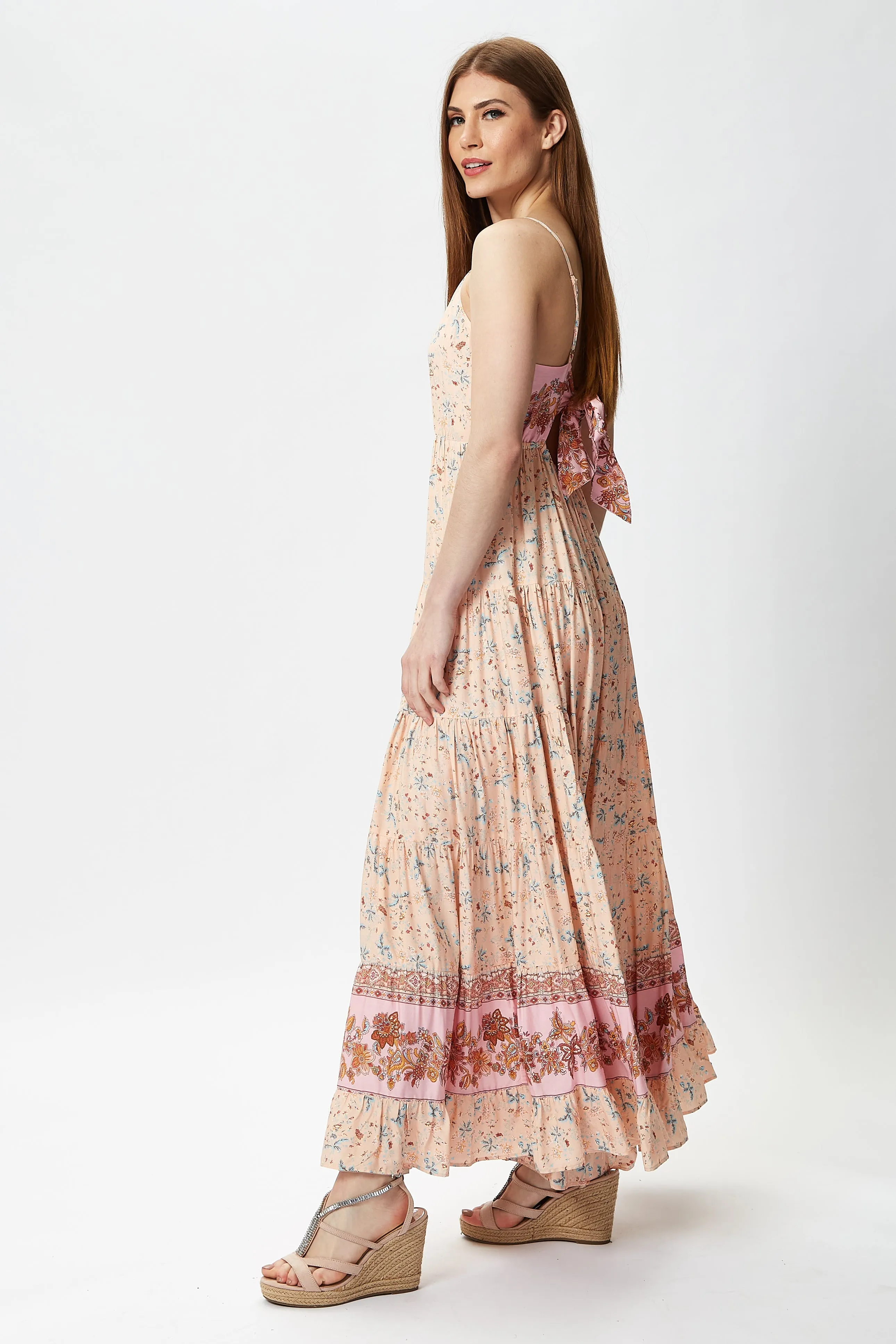 Liquorish Cami Maxi Dress In Nude Floral Print sold by Goddiva product image thumbnail 2