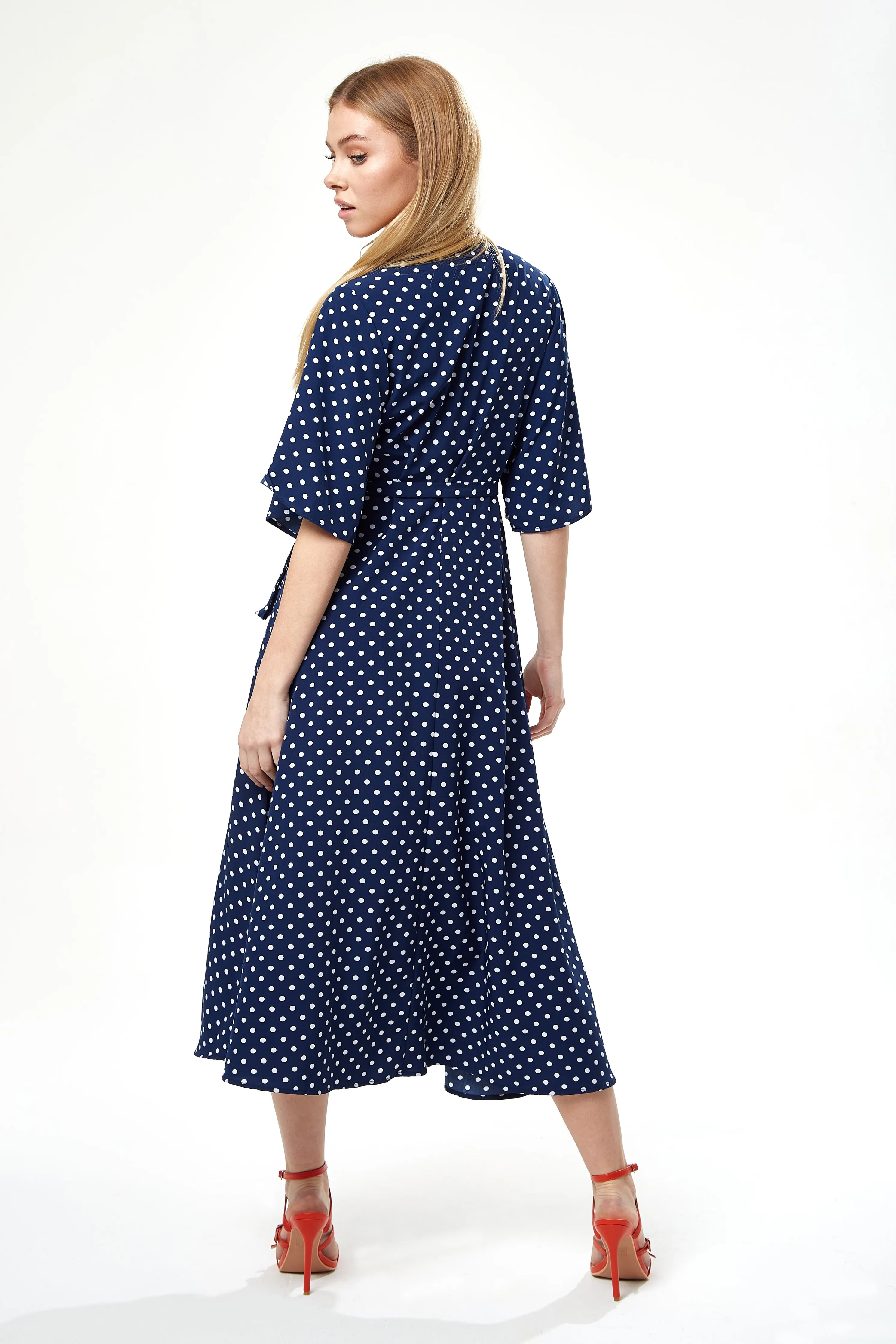 Liquorish Small Polka Dot Midi Wrap Dress sold by Goddiva product image thumbnail 3