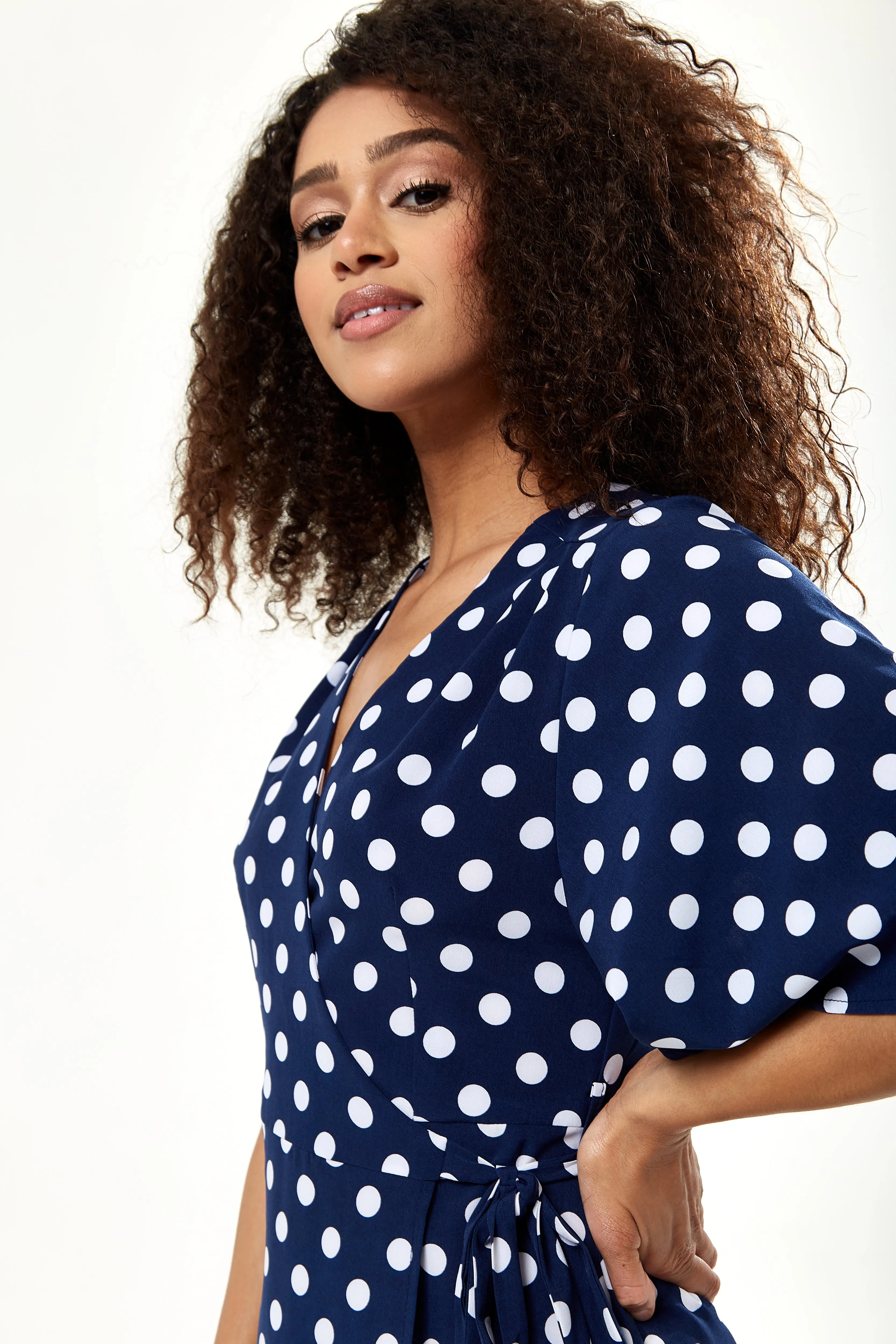 Liquorish Big Polka Dot Midi Wrap Dress sold by Goddiva product image thumbnail 4