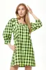 Liquorish Neon Green Gingham Puff Sleeve Dress sold by Goddiva