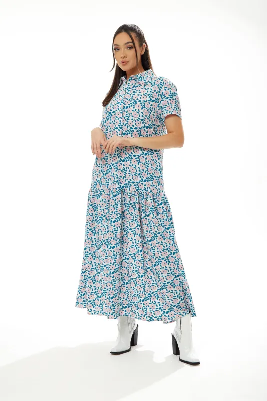 Liquorish Floral Print Oversized Maxi Dress sold by Goddiva