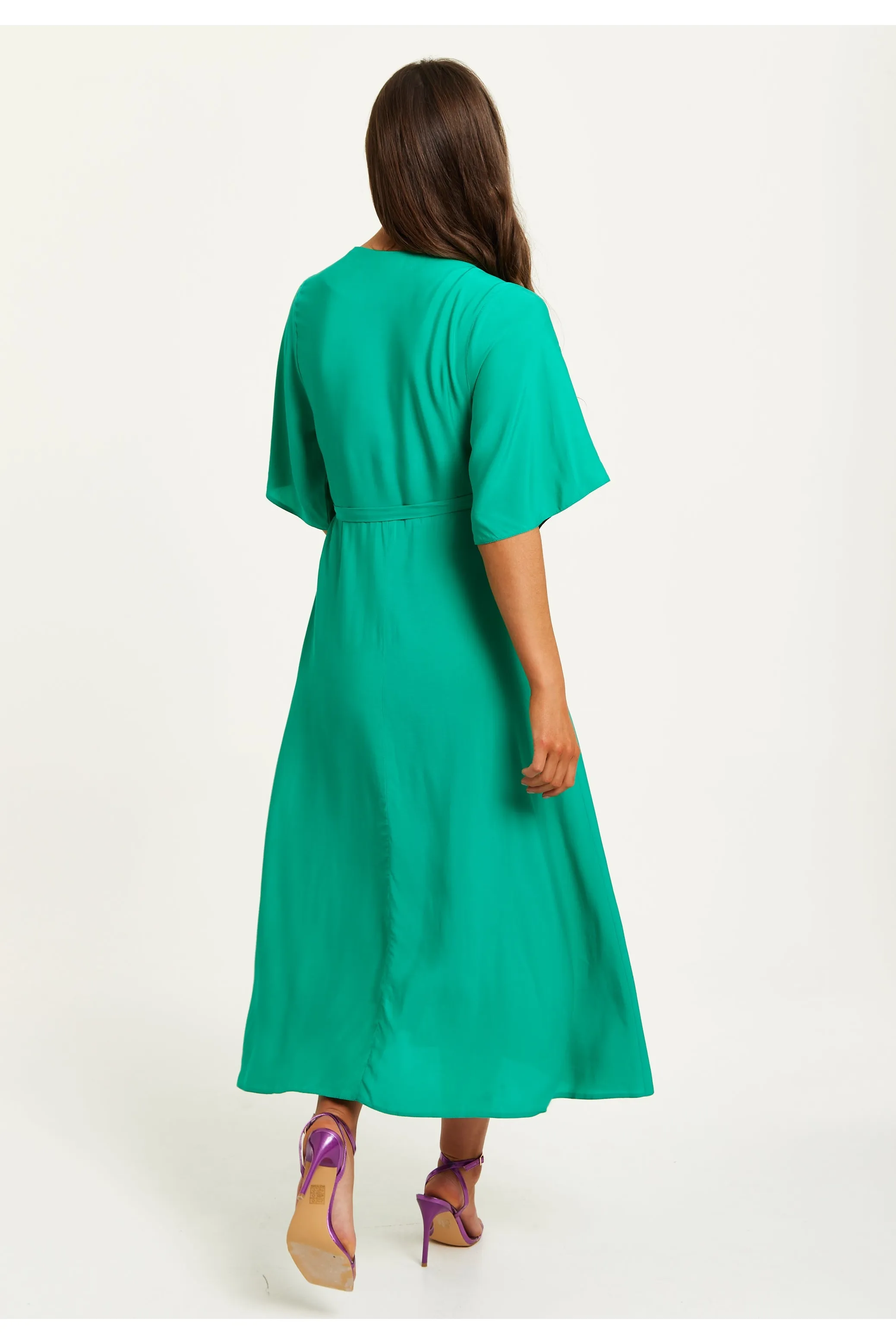 Green Maxi Wrap Dress With Kimono Sleeves by Liquorish sold by Goddiva product image thumbnail 4