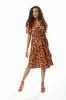 Liquorish Liquorish Floral Print Midi Wrap Dress In Orange And Red sold by Goddiva