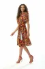 Liquorish Liquorish Floral Print Midi Wrap Dress In Orange And Red sold by Goddiva
