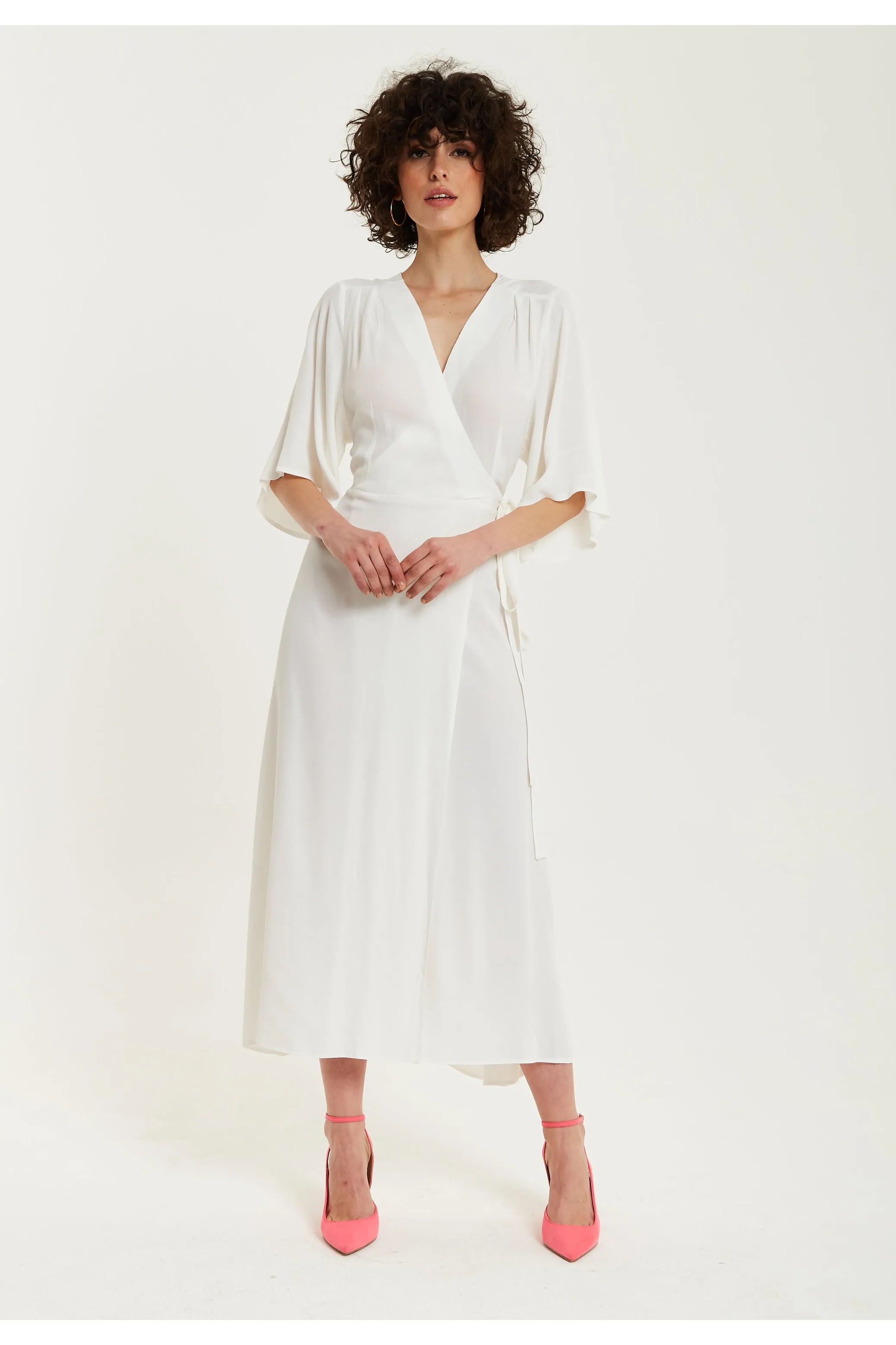 Midi Wrap Dress In White by Liquorish sold by Goddiva product image thumbnail 2