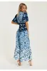 Floral Print Midi Dress In Blue Navy And White by Liquorish sold by Goddiva