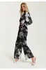 Mono Abstract Print Jumpsuit With Long Sleeves by Liquorish sold by Goddiva