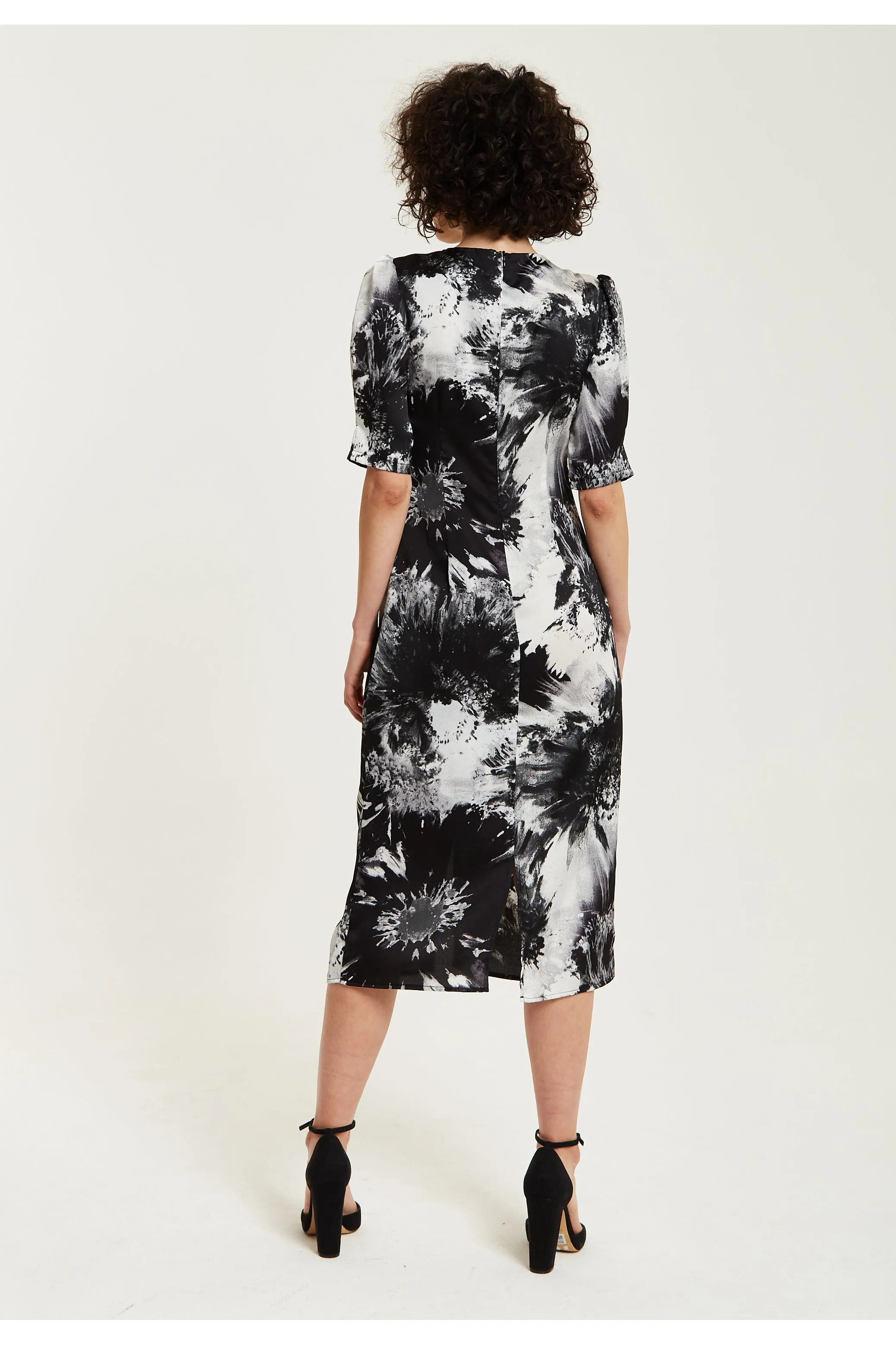 Mono Abstract Print Knot Front Midi Dress by Liquorish sold by Goddiva product image thumbnail 5