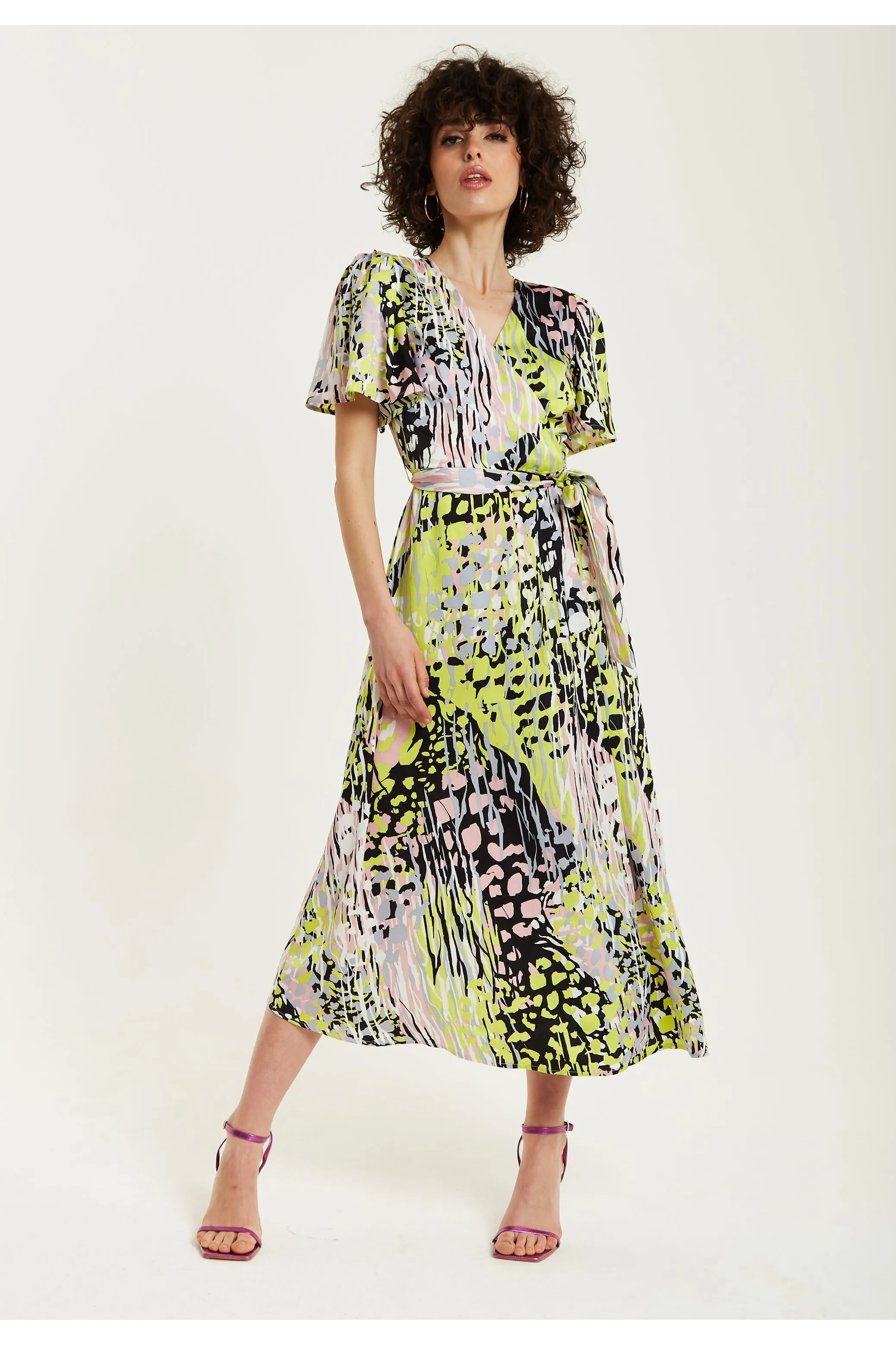 Multicolour Abstract Print Midi Wrap Dress by Liquorish sold by Goddiva product image thumbnail 3