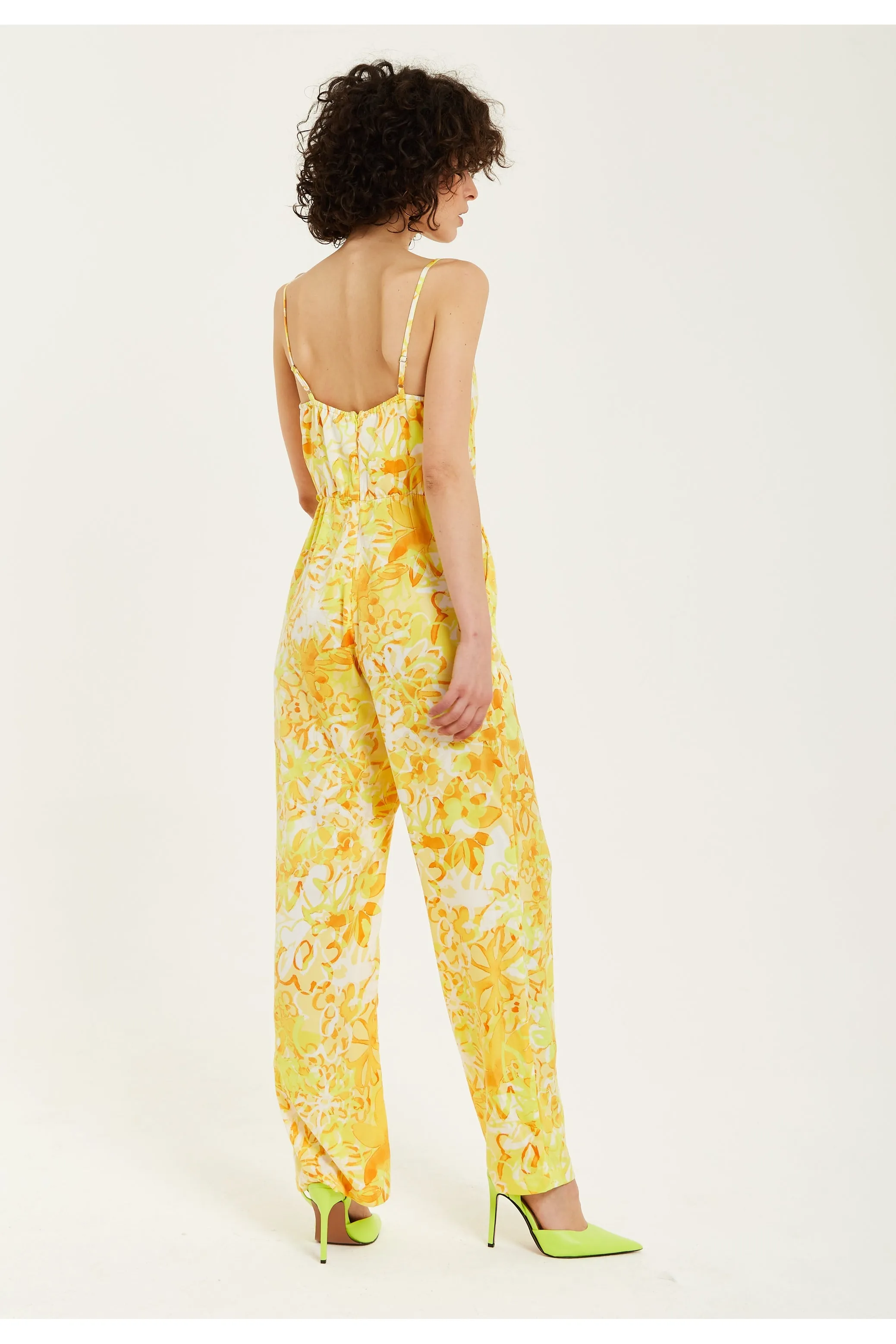 Liquorish Yellow And Orange Floral Print V-neck Jumpsuit sold by Goddiva product image thumbnail 5