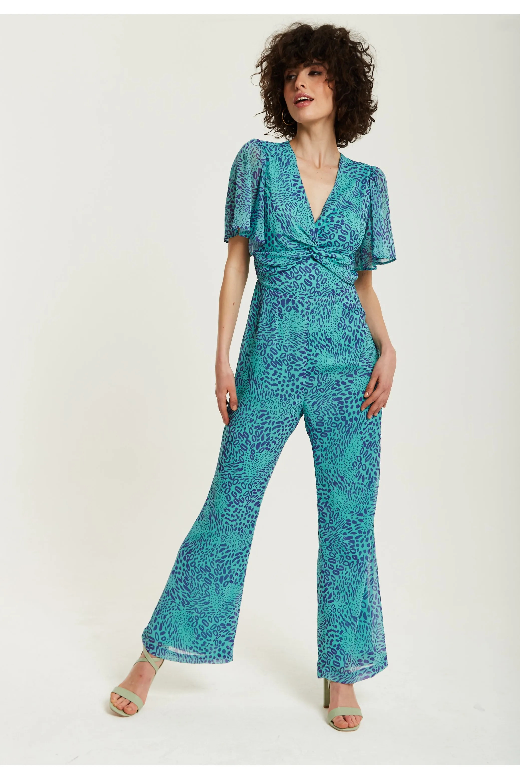Liquorish Blue Animal Print Knot Front Jumpsuit sold by Goddiva product image thumbnail 4