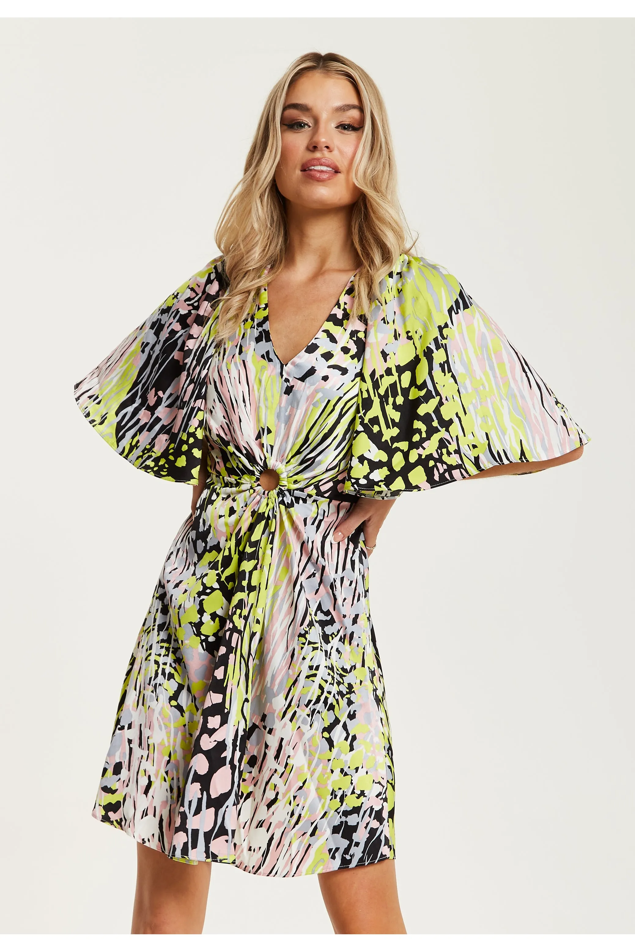 Multicolour Abstract Print Mini Dress by Liquorish sold by Goddiva product image thumbnail 2