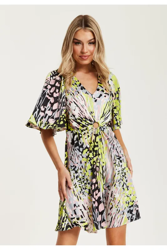 Multicolour Abstract Print Mini Dress by Liquorish sold by Goddiva